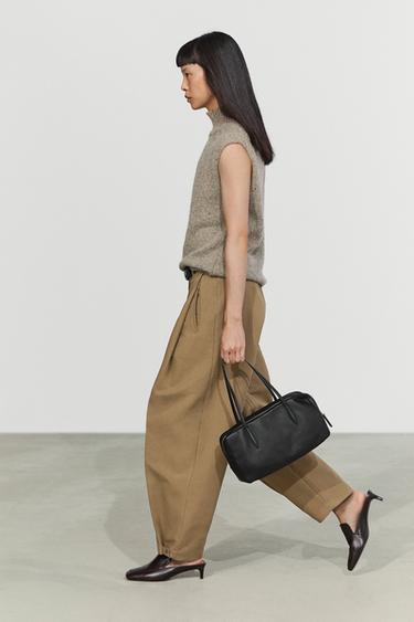 Barrel fit pants with side pleat detail — MOLE BROWN 8