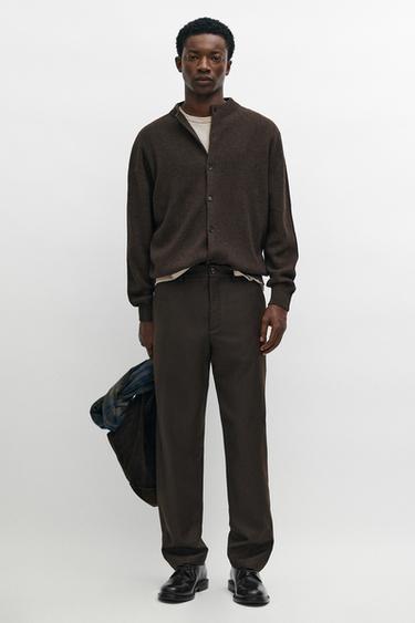 100% Wool Pants with Waist Detail — BROWN 1