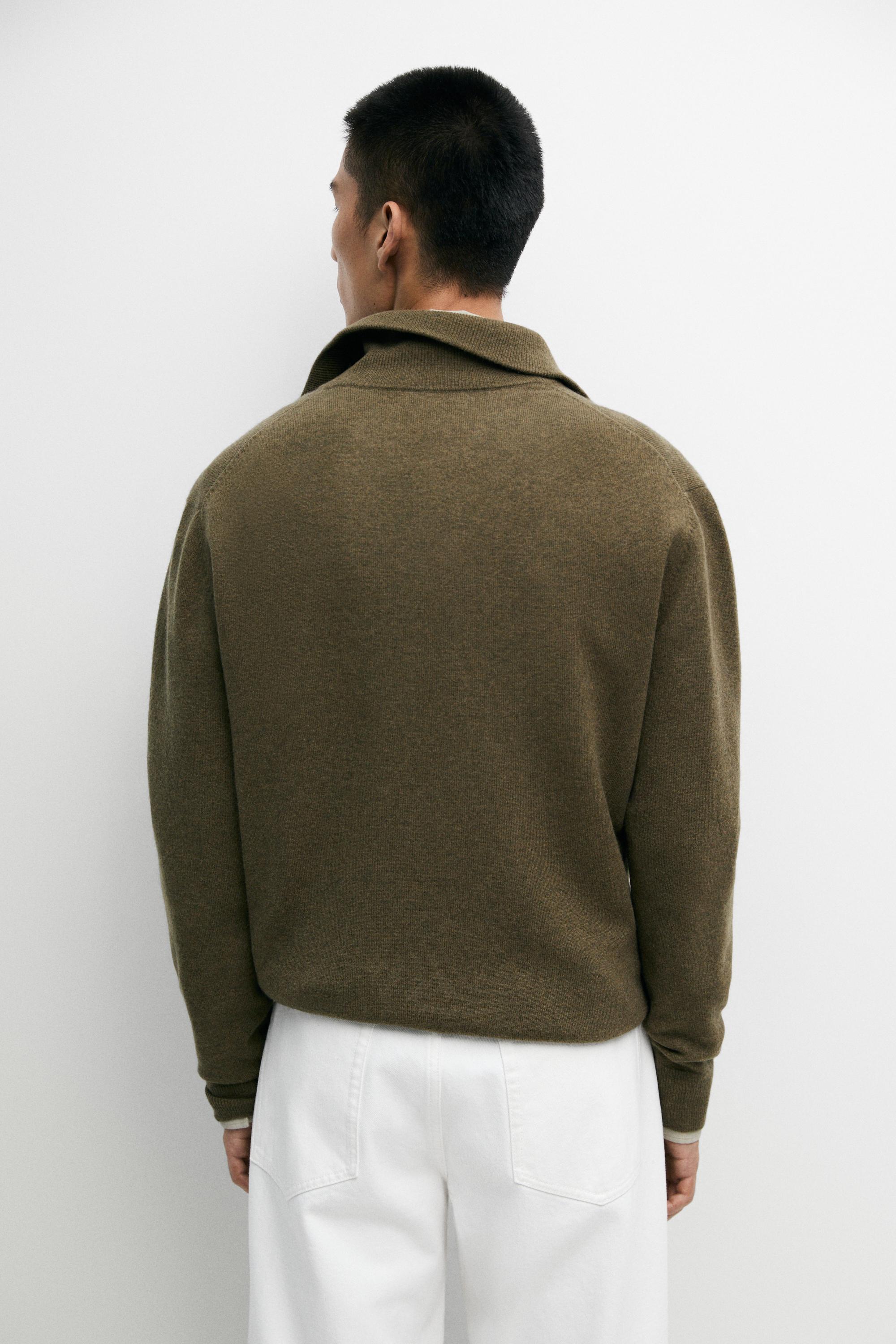 Mock neck zip-up knit sweater — Sea green