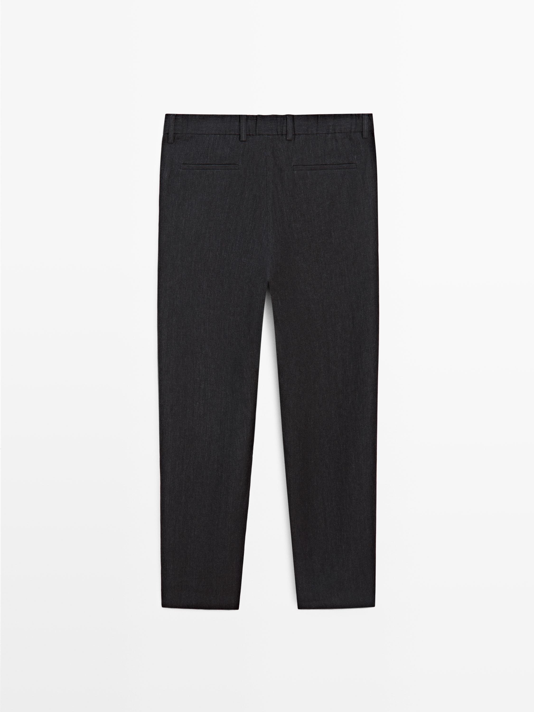 Total look linen trousers with flecked detail — DARK BLUE