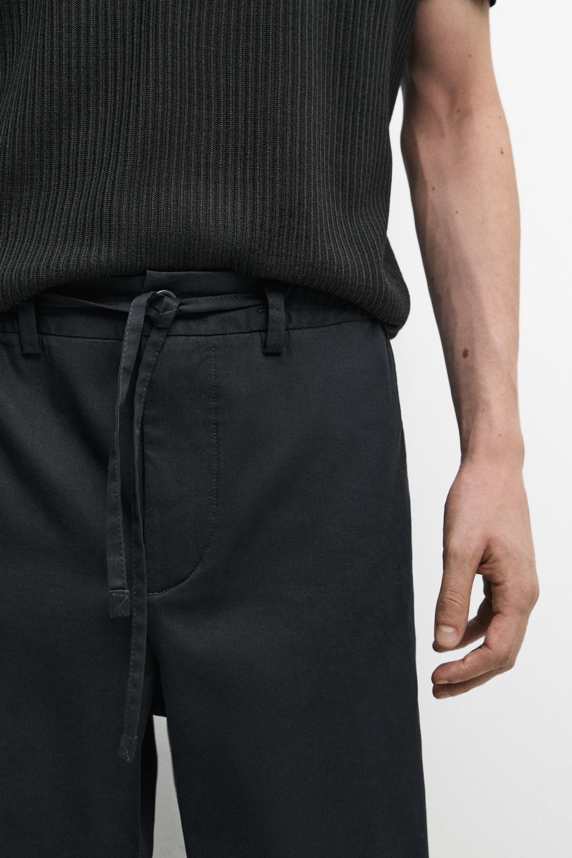 Cotton blend jogger fit pants — NAVY BLUE