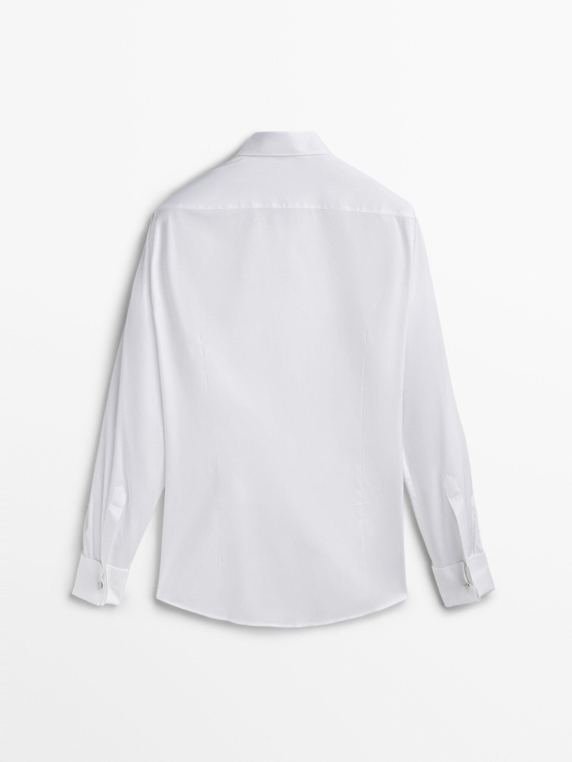 Slim fit cotton shirt with double cuffs