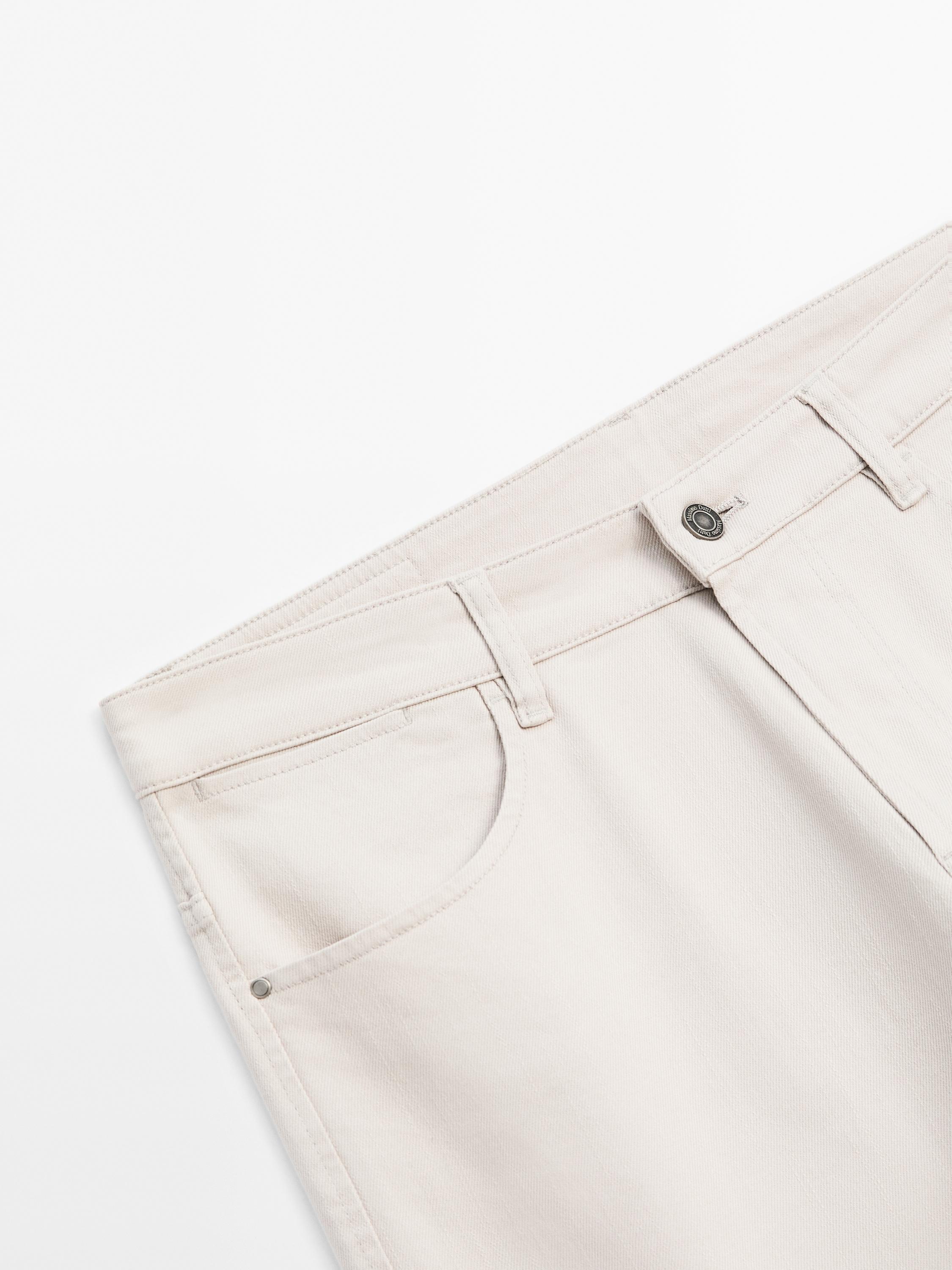 Cotton blend slim fit denim trousers