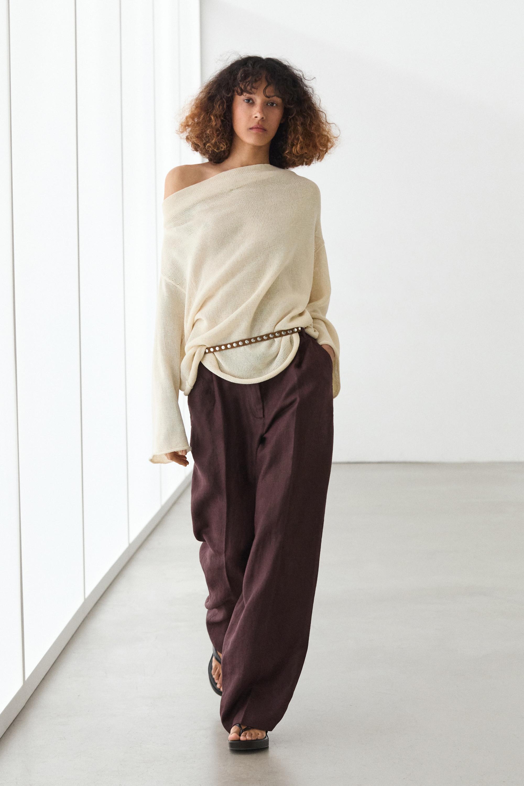 100% linen wide-leg elasticated trousers — GRANADA
