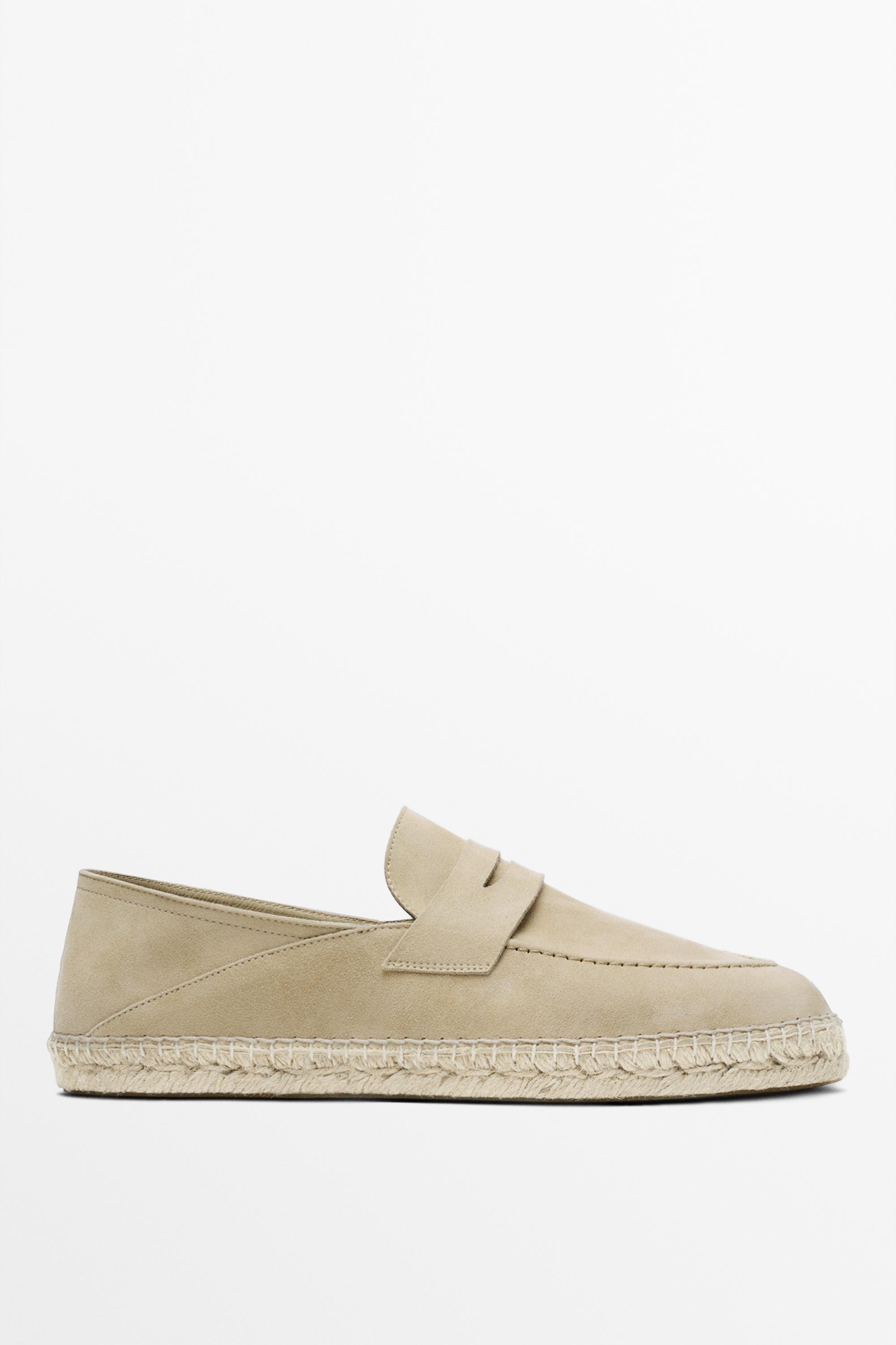 Suede penny strap espadrilles — BEIGE
