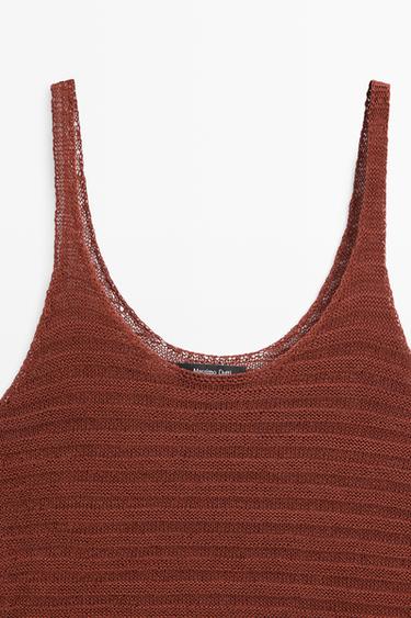 Textured knit strappy top — RUSSET 4