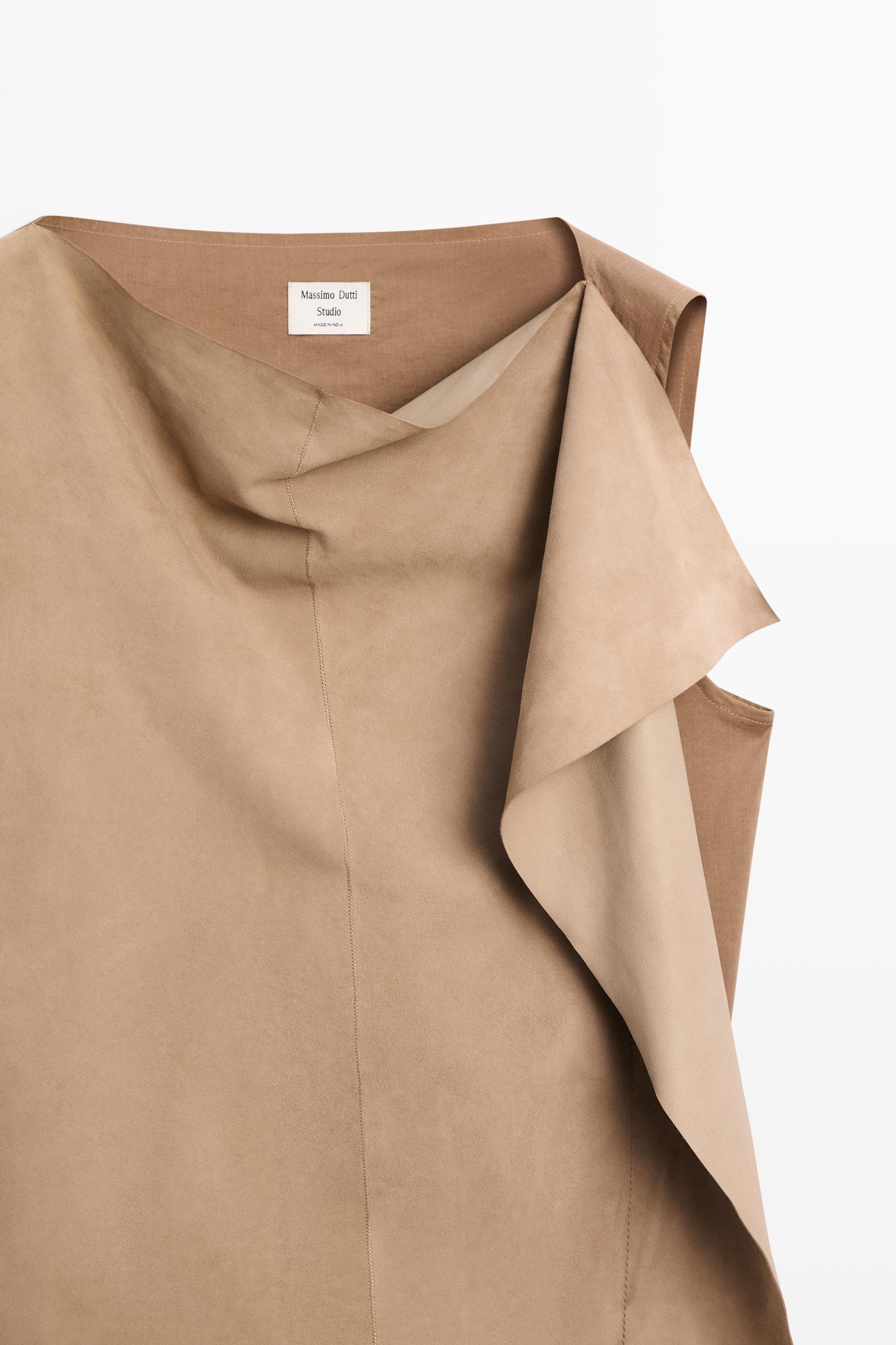 Asymmetric suede top - STUDIO — STONE