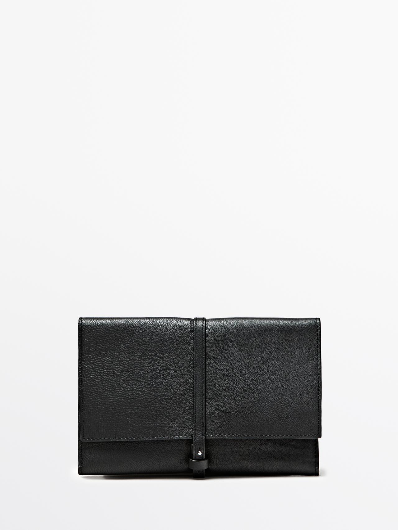 Pochette De Voyage En Cuir Nappa - Noir - 01 - Massimo Dutti - Homme