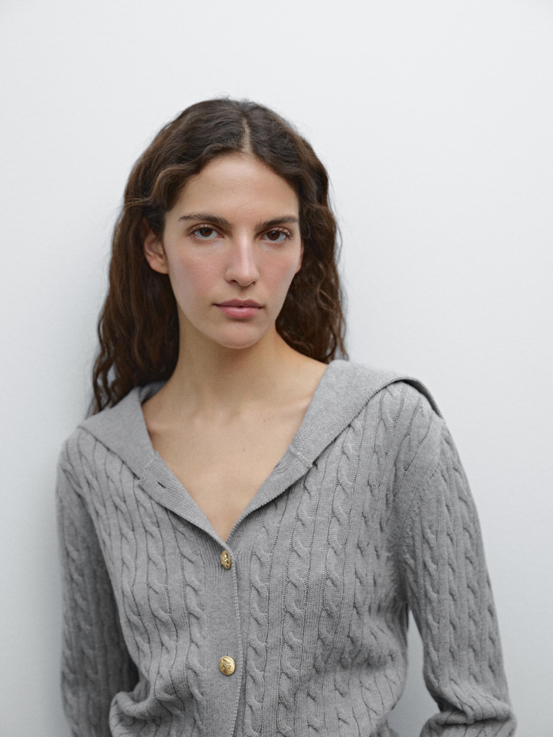 100% Cotton cable-knit cardigan