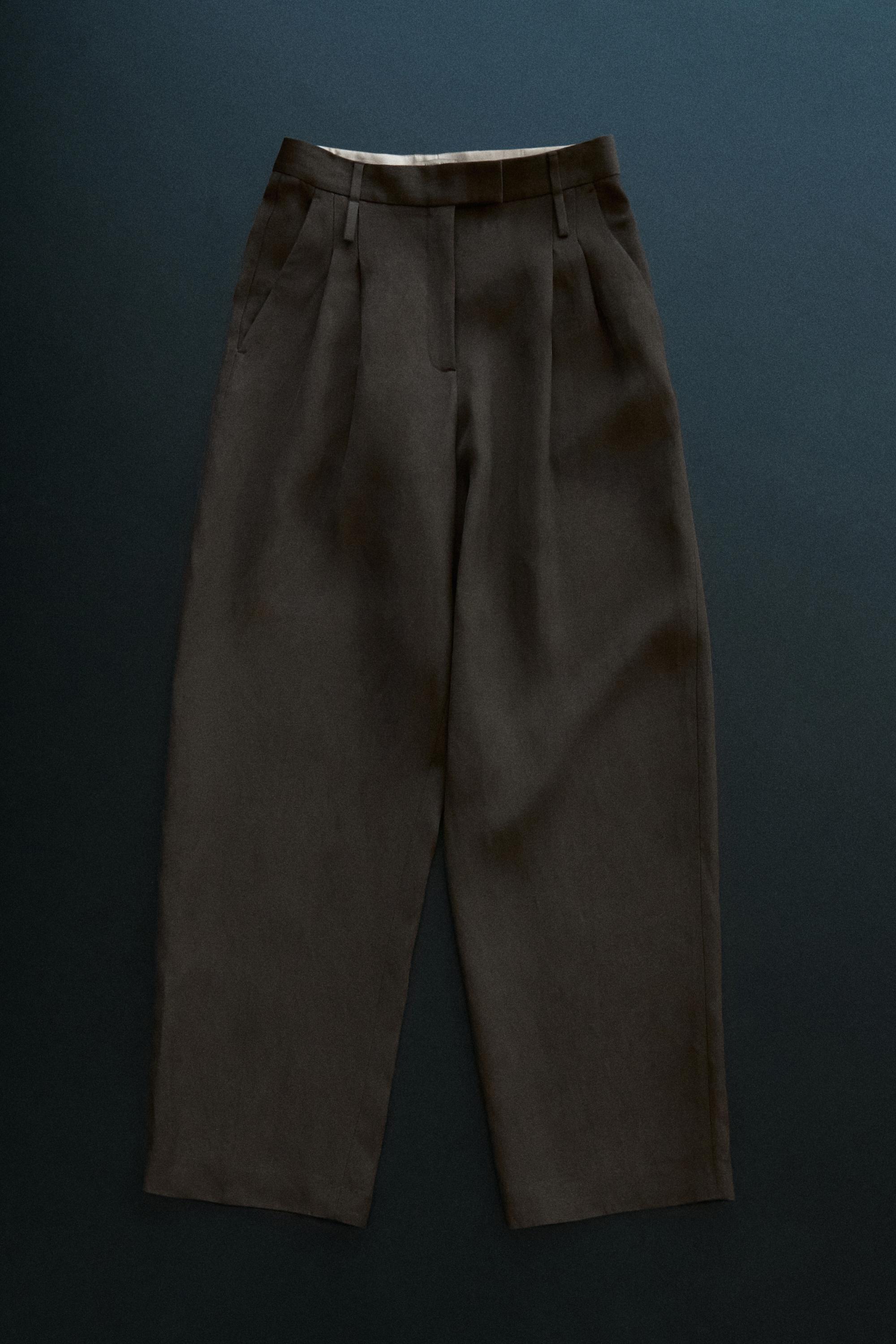 Darted trousers with belt loops - STUDIO — BROWN