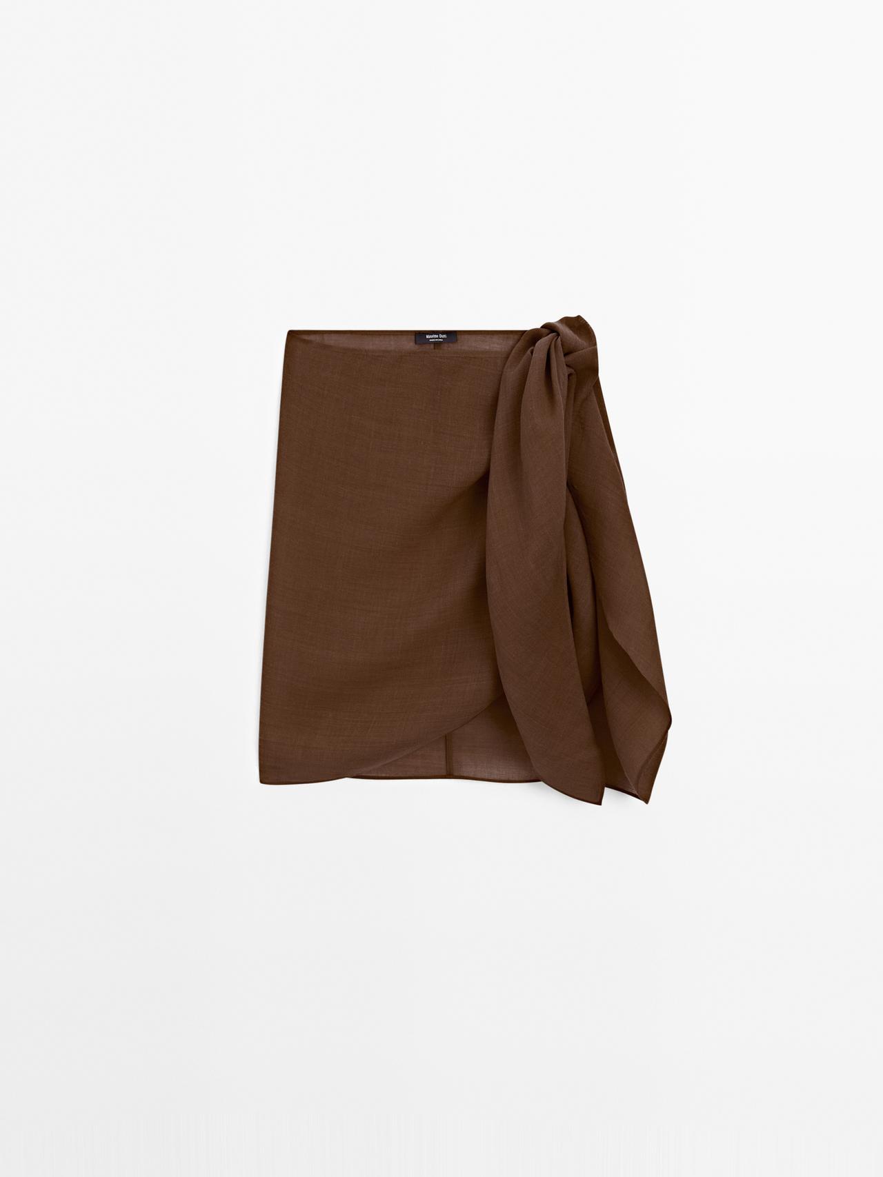 Massimo Dutti - Dame - Multipositions-Slå-Om-Nederdel - Brun - M