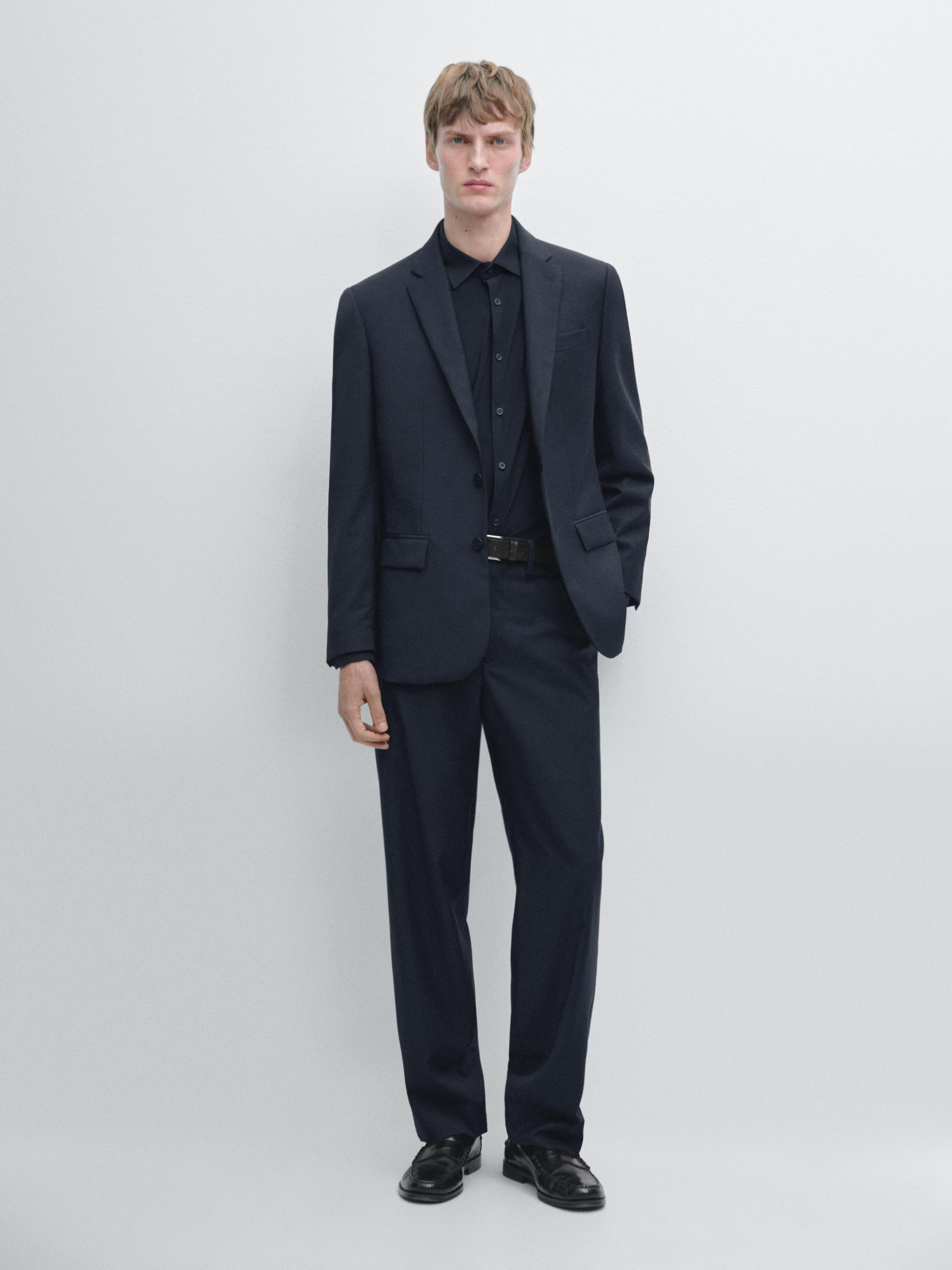 Wide-leg wool suit trousers