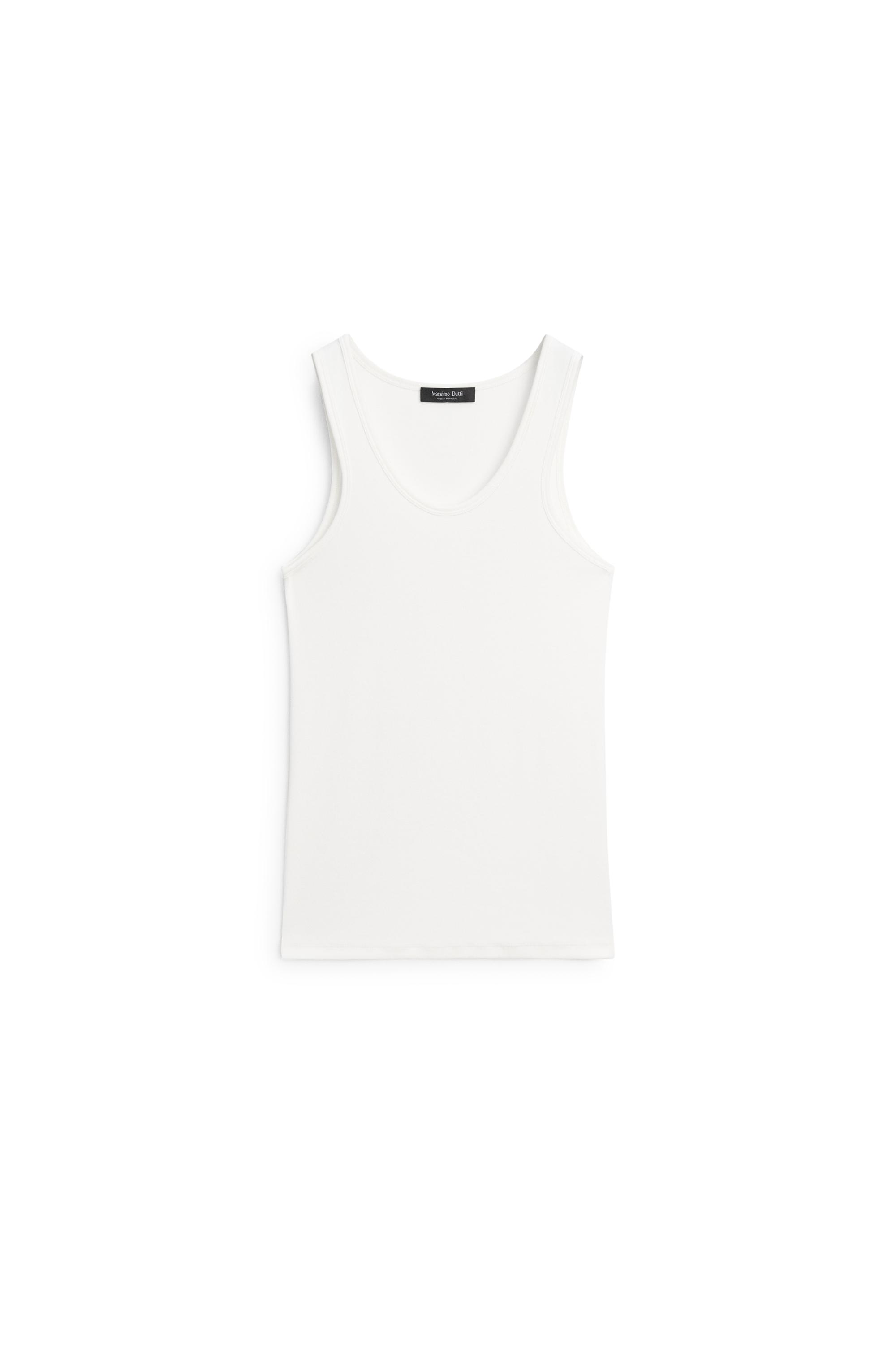 Cotton blend crew neck T-shirt — WHITE