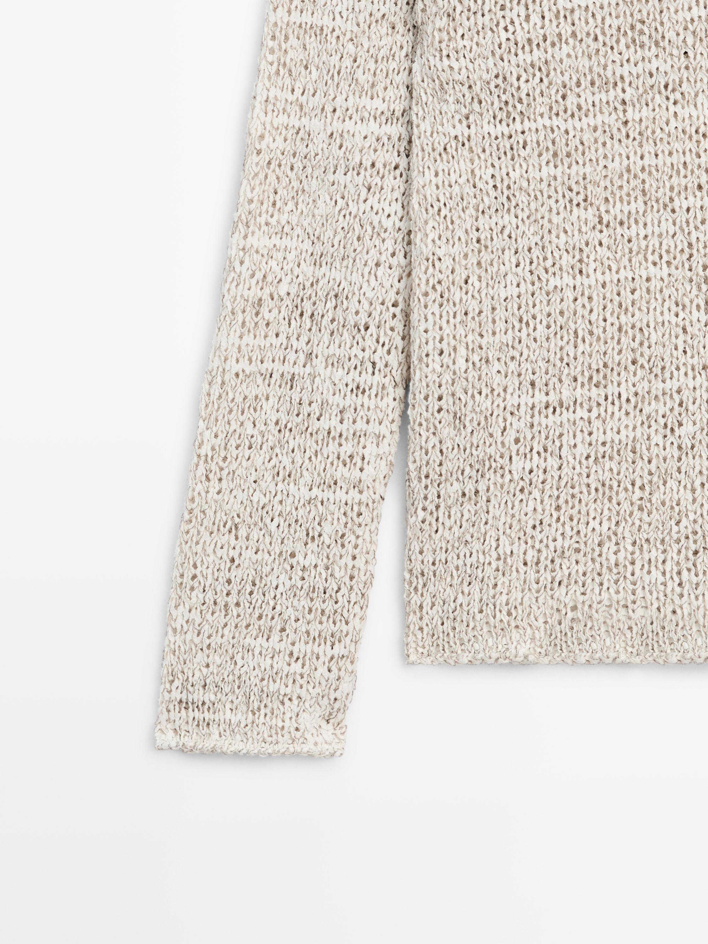 Boat neck knit sweater — BEIGE
