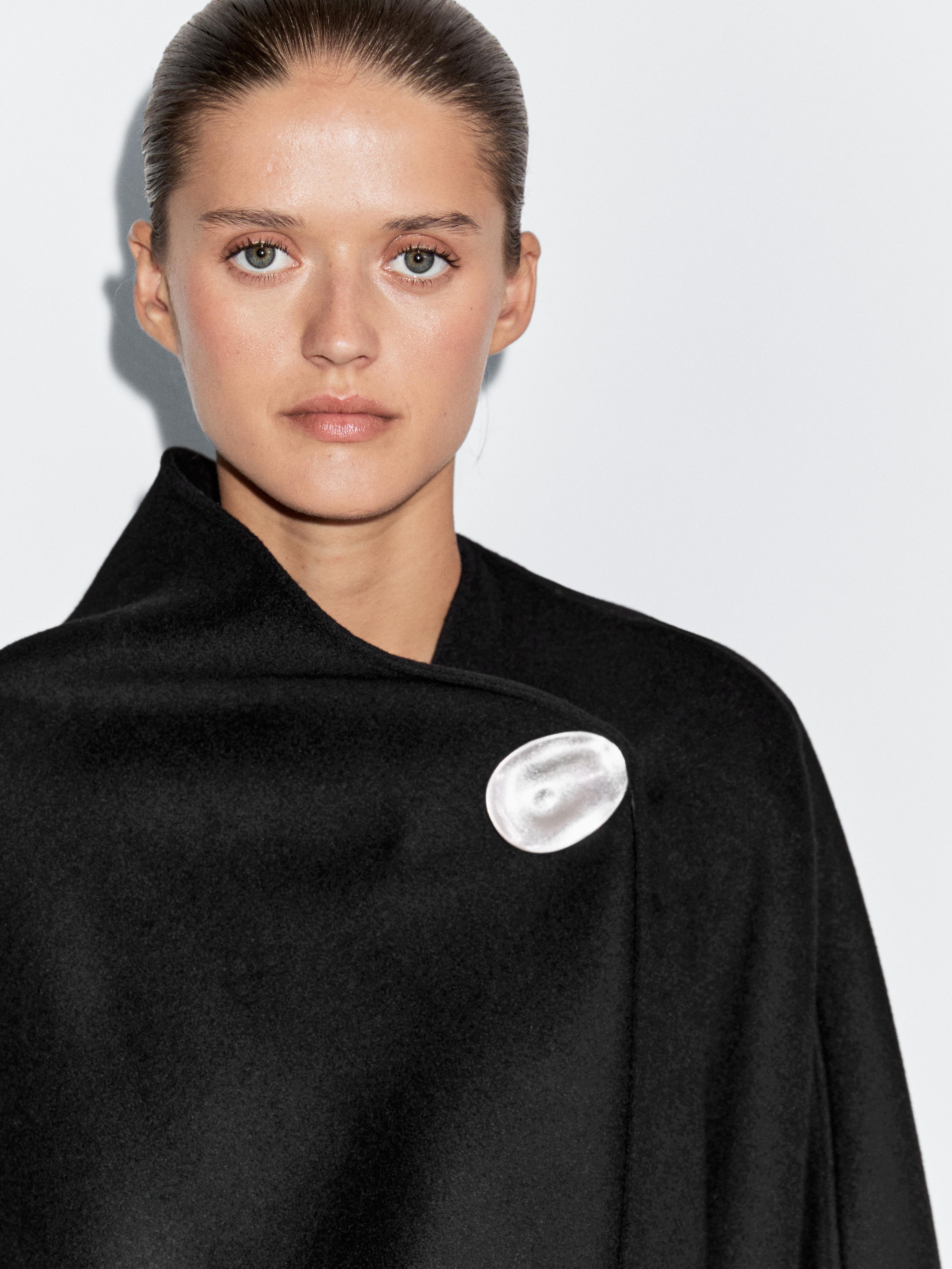 Yün karışımlı kaşe pelerin