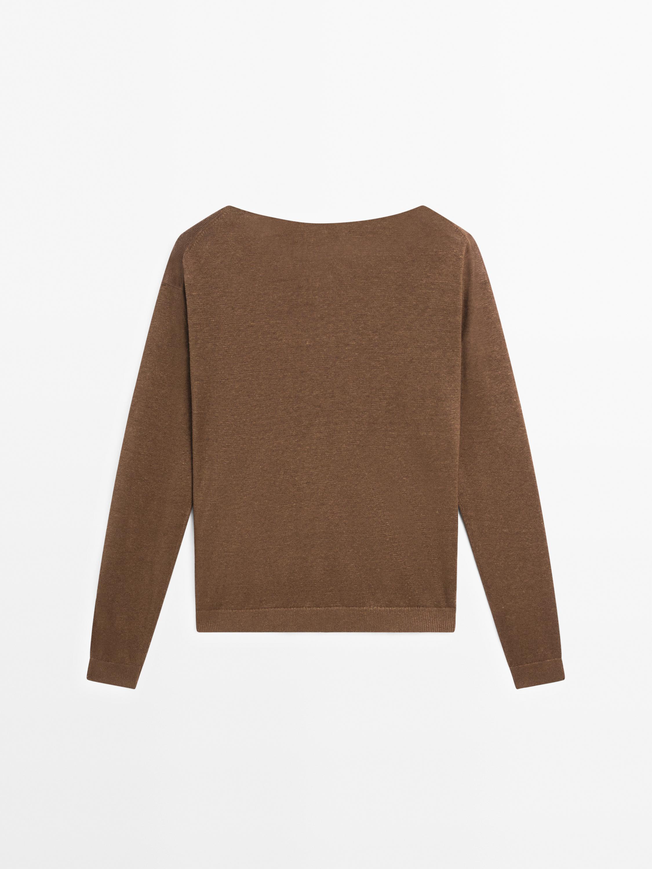 100% linen boat neck sweater