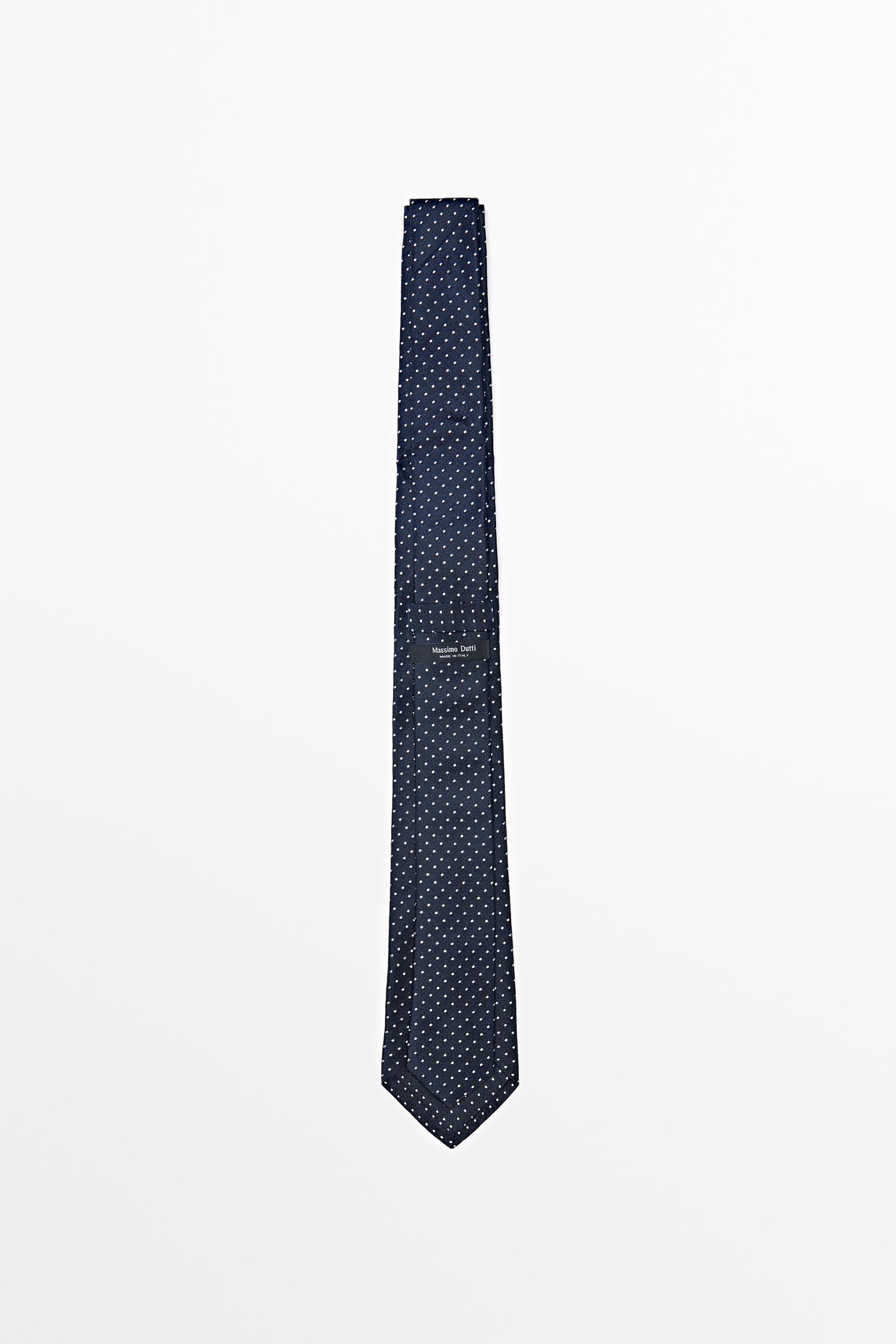 100% silk polka dot tie — NAVY BLUE