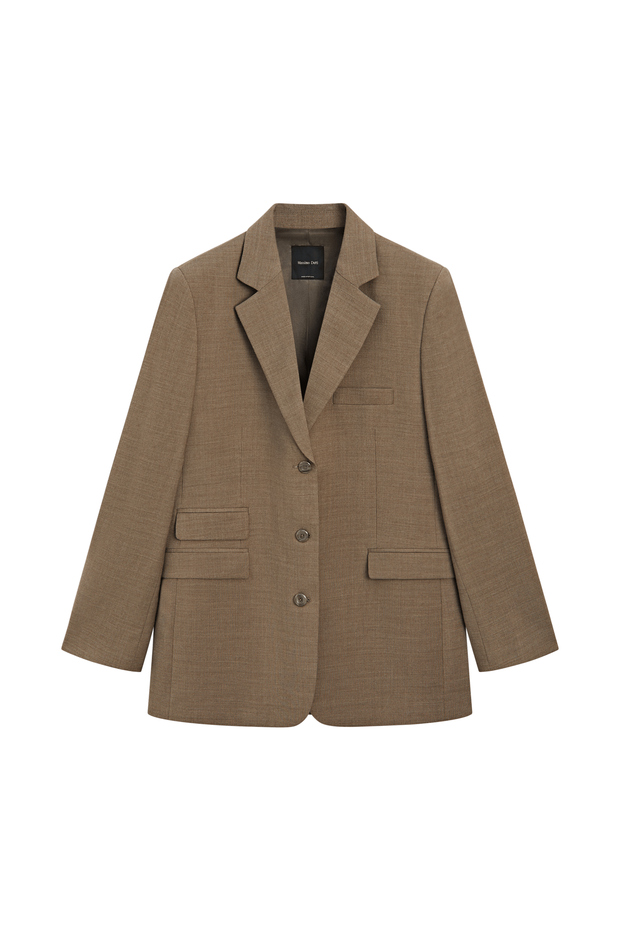 Massimo Dutti %100 yünlü melanj klasik blazer görsel 7