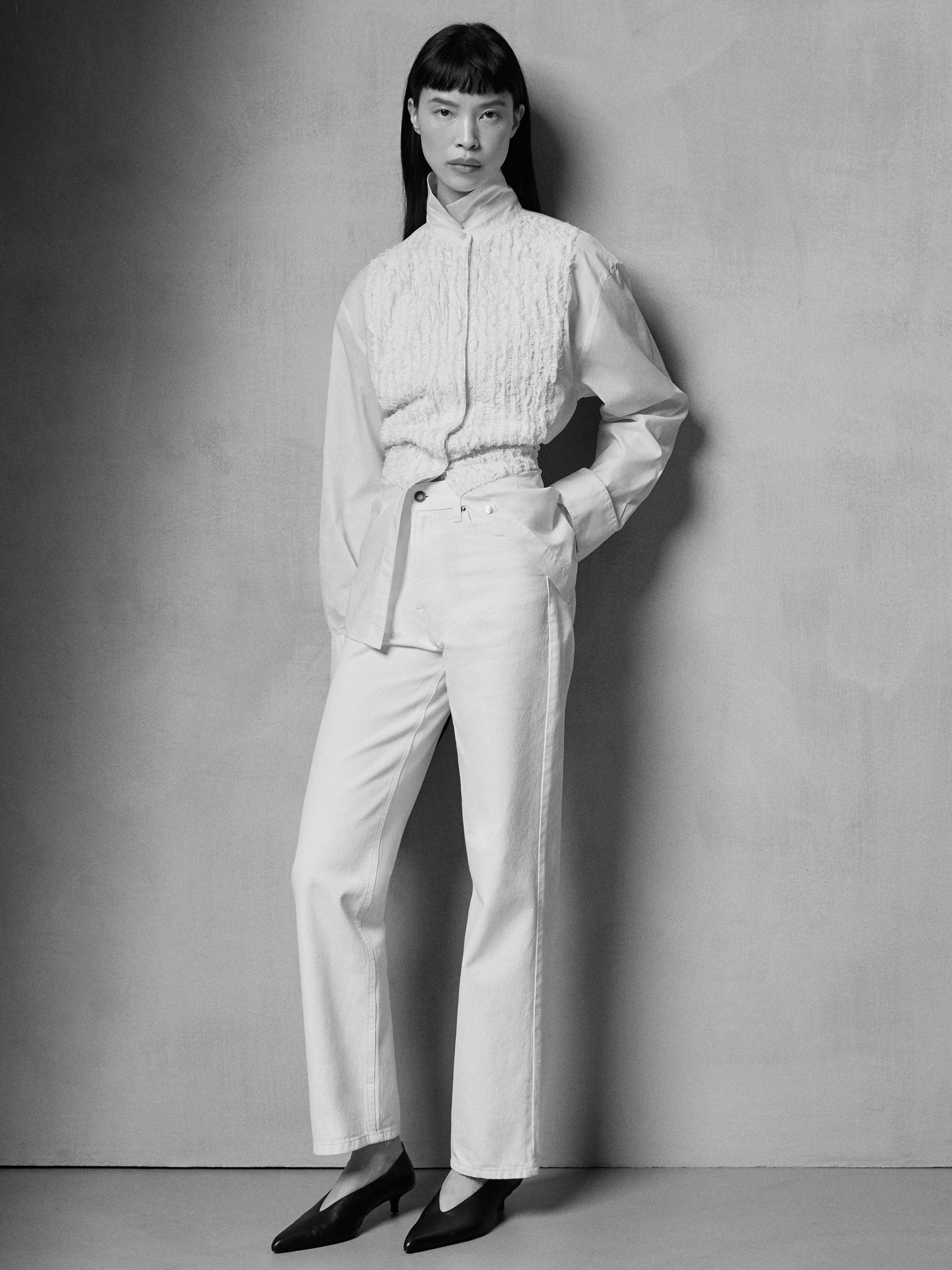 Straight-leg high-waist jeans — Off white