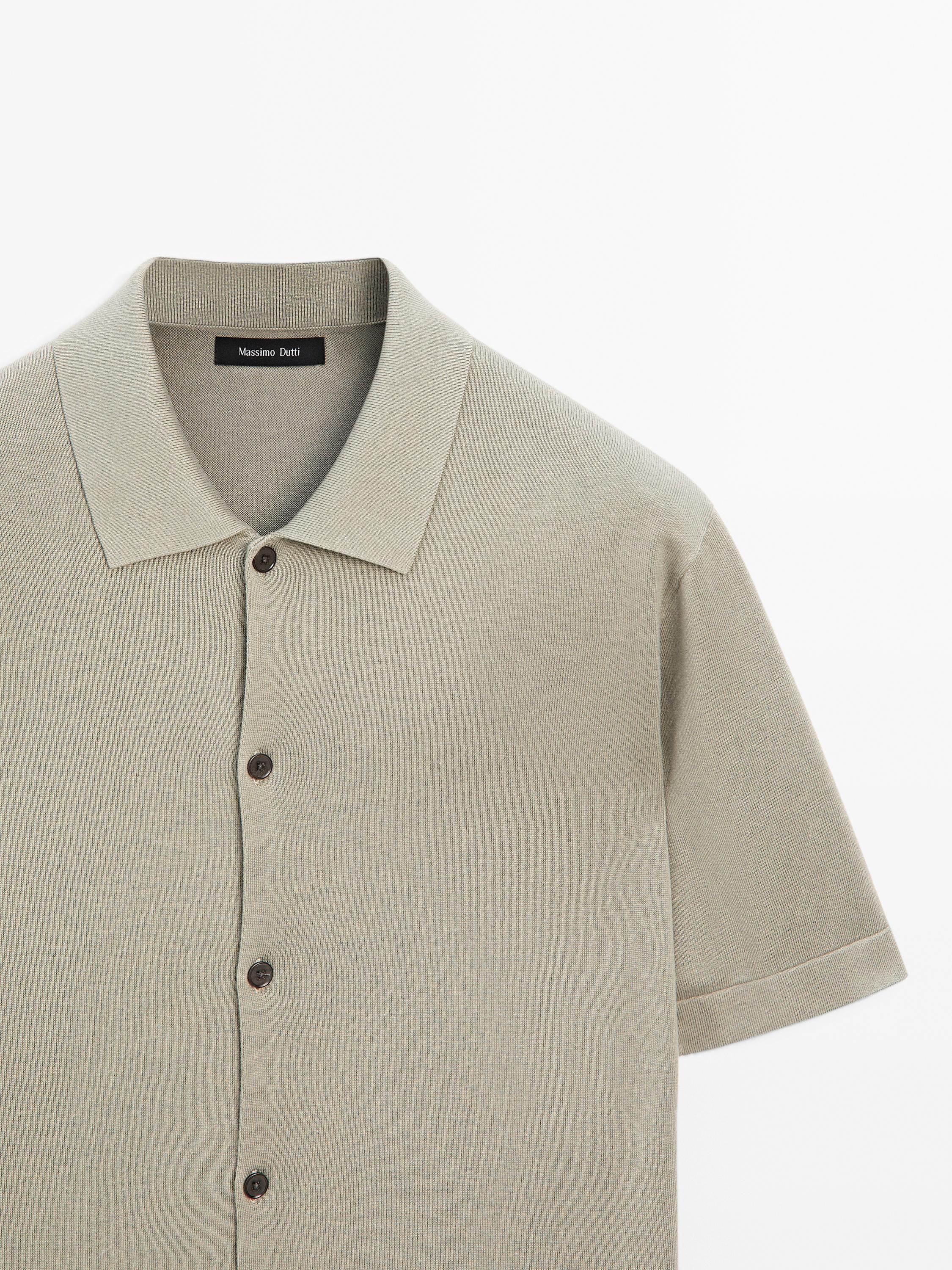 Short sleeve cotton blend cardigan