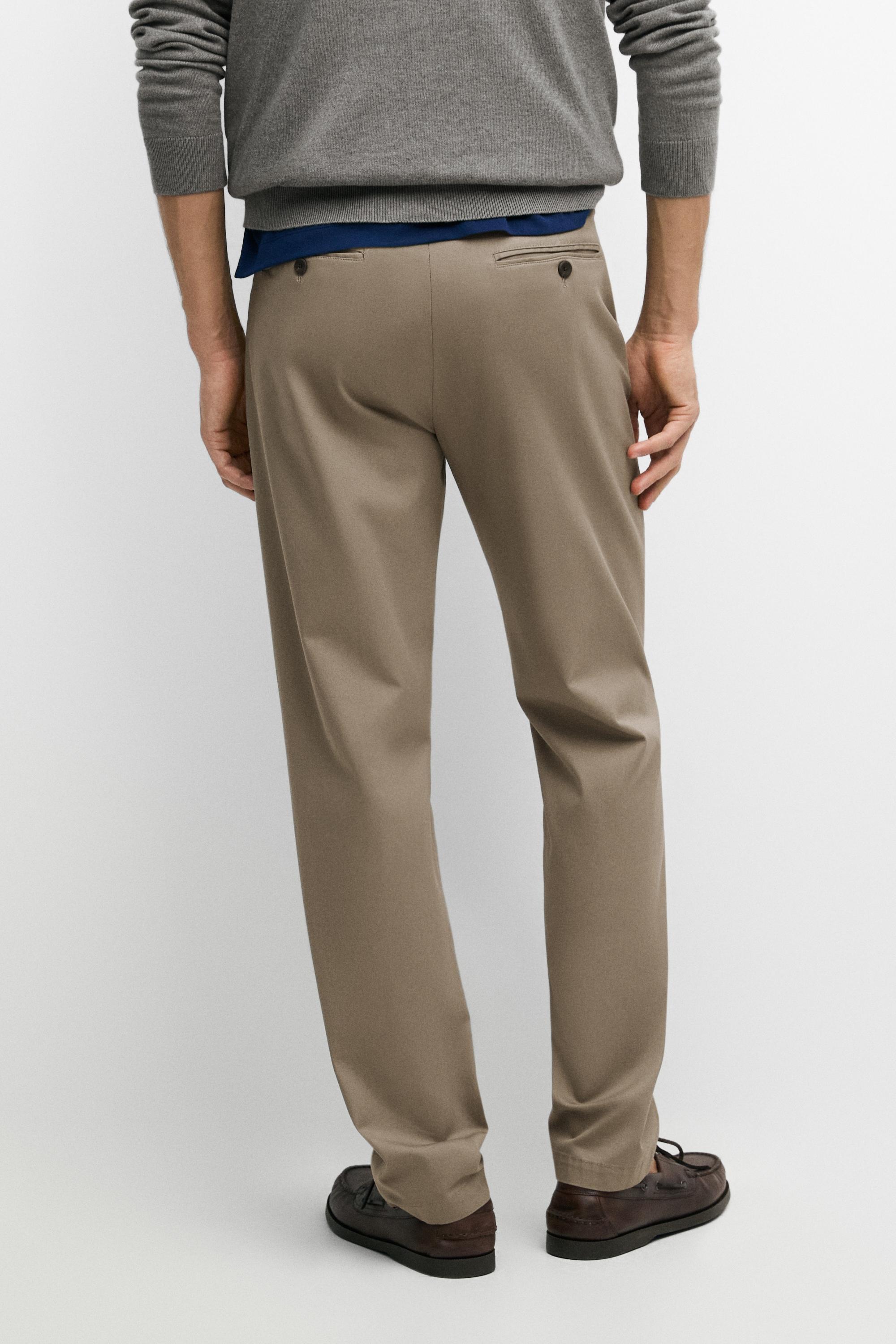 Cotton blend slim fit pants — GREEN