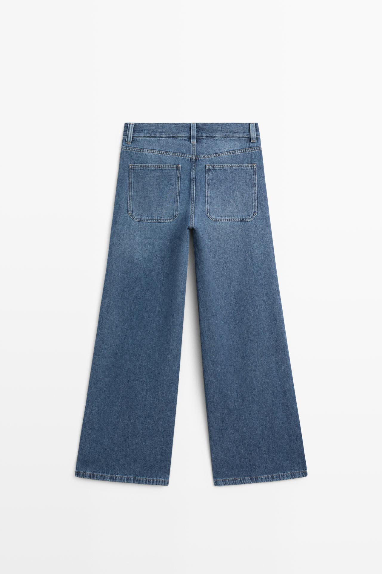 Mid-waist wide-leg jeans — Light Blue