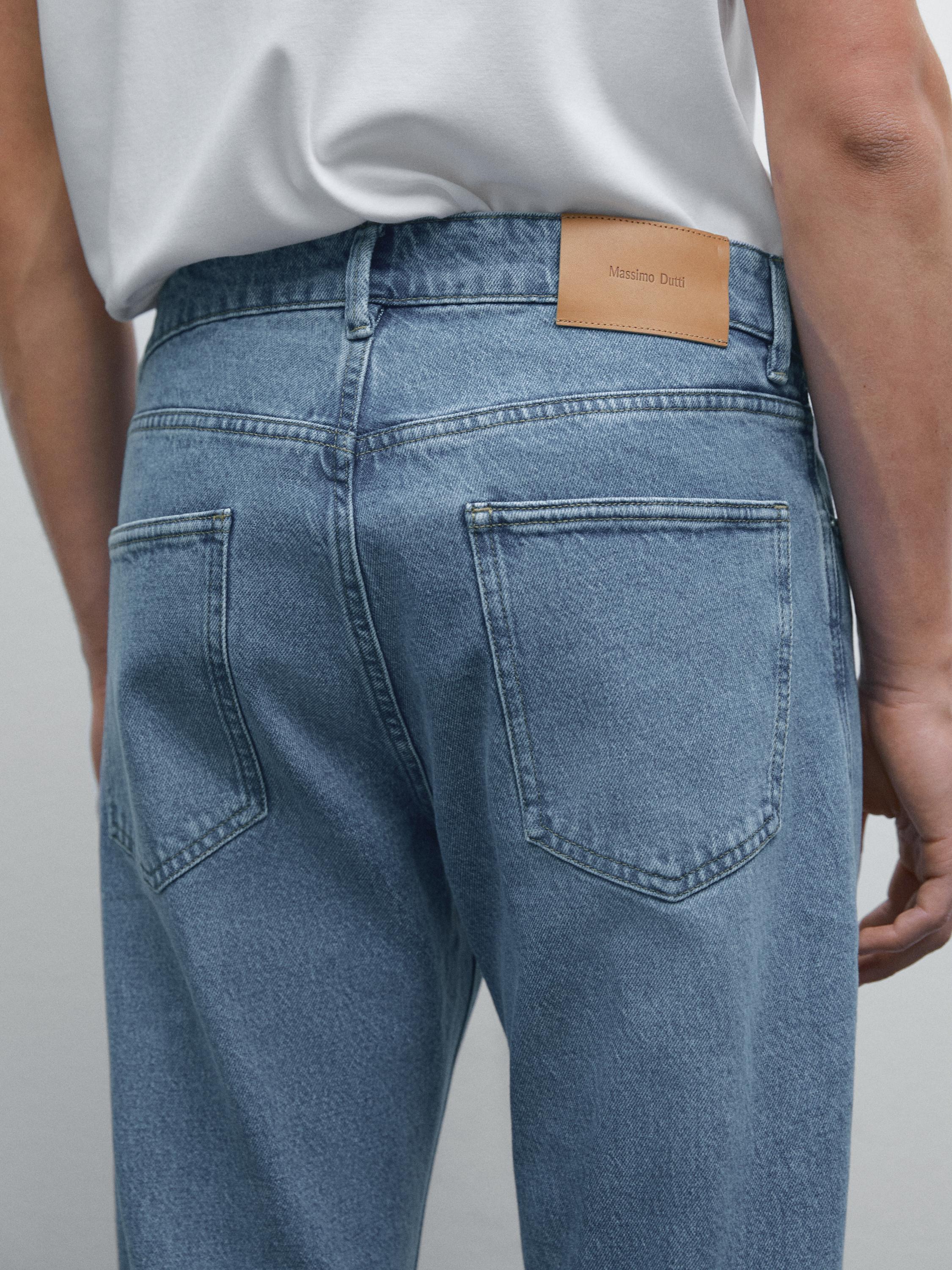 Cotton blend slim fit jeans