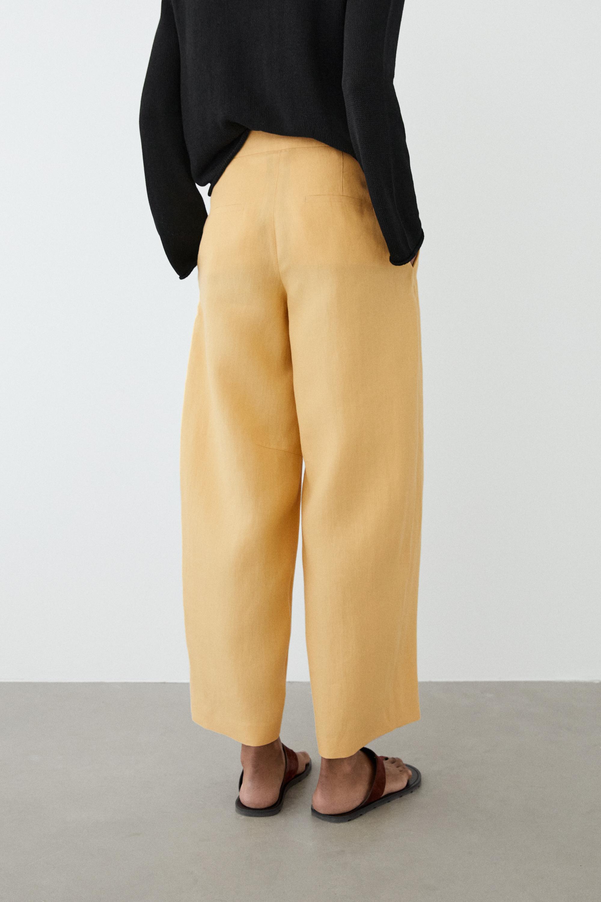 Linen barrel fit pants — YELLOW