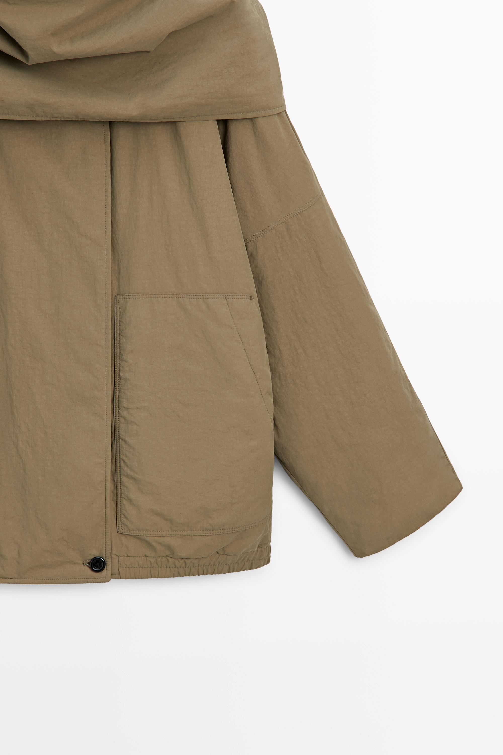 Quilted bomber jacket with scarf — CAMEL