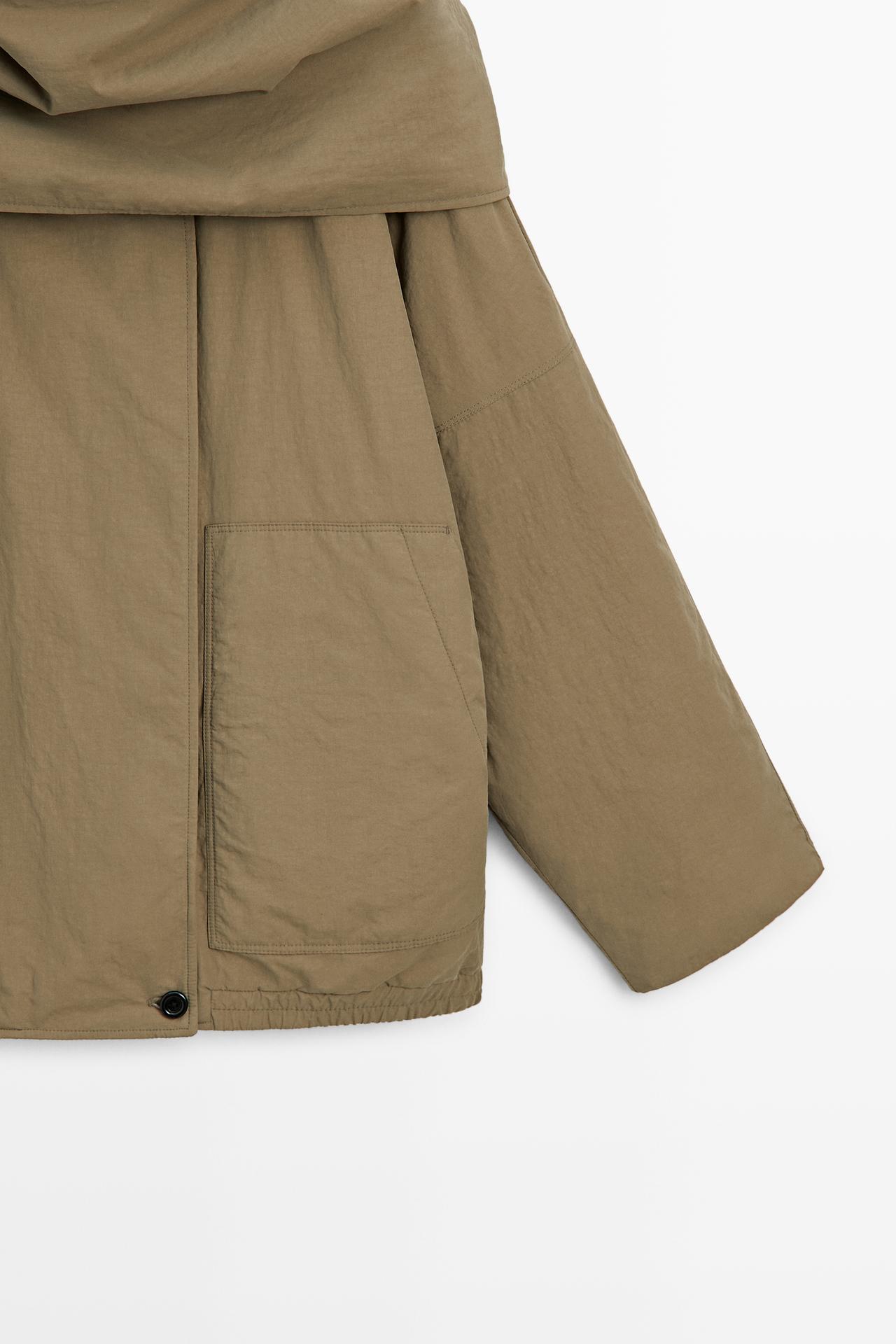 Quilted bomber jacket with scarf — CAMEL