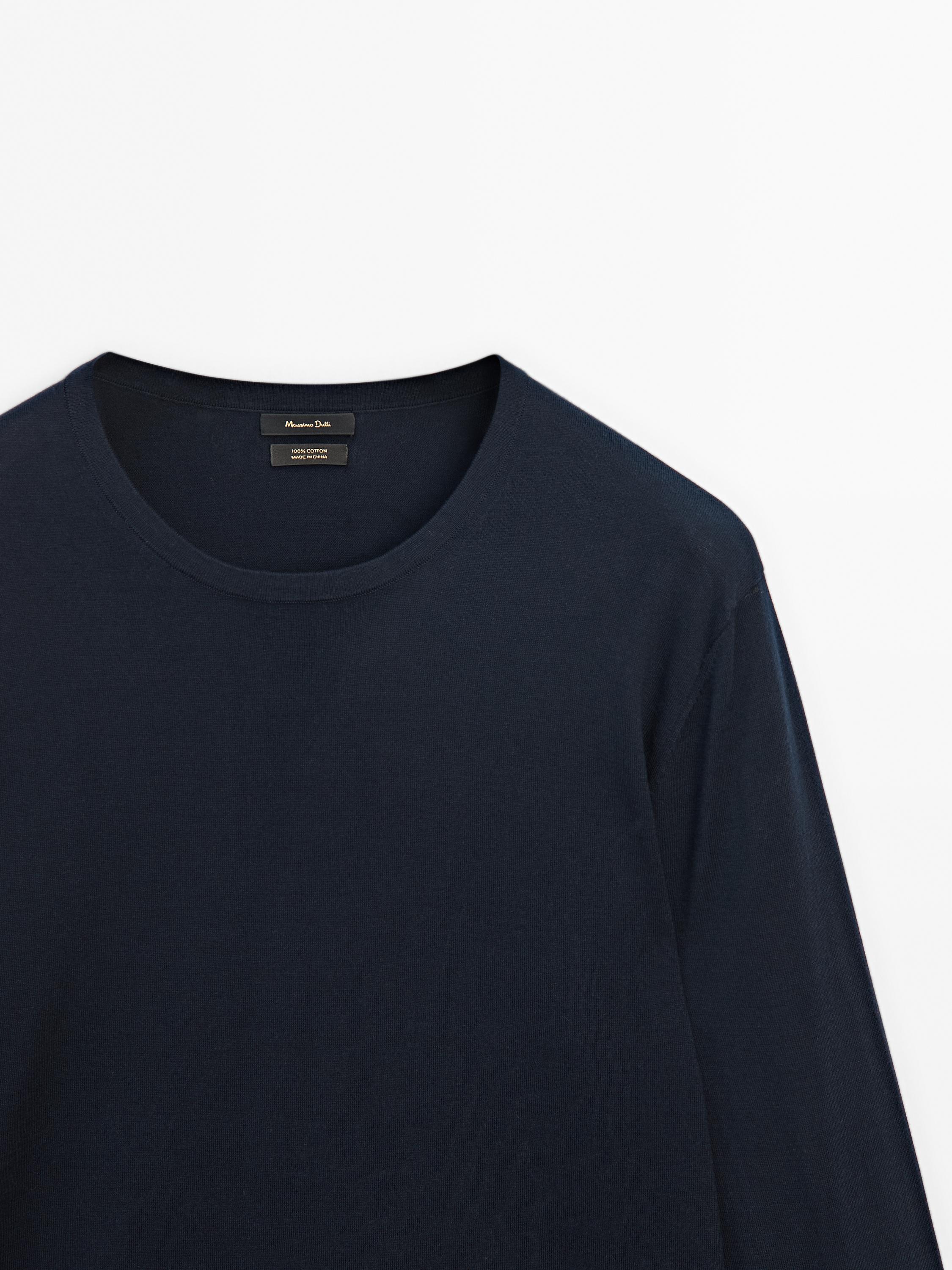 Long sleeve cotton knit sweater