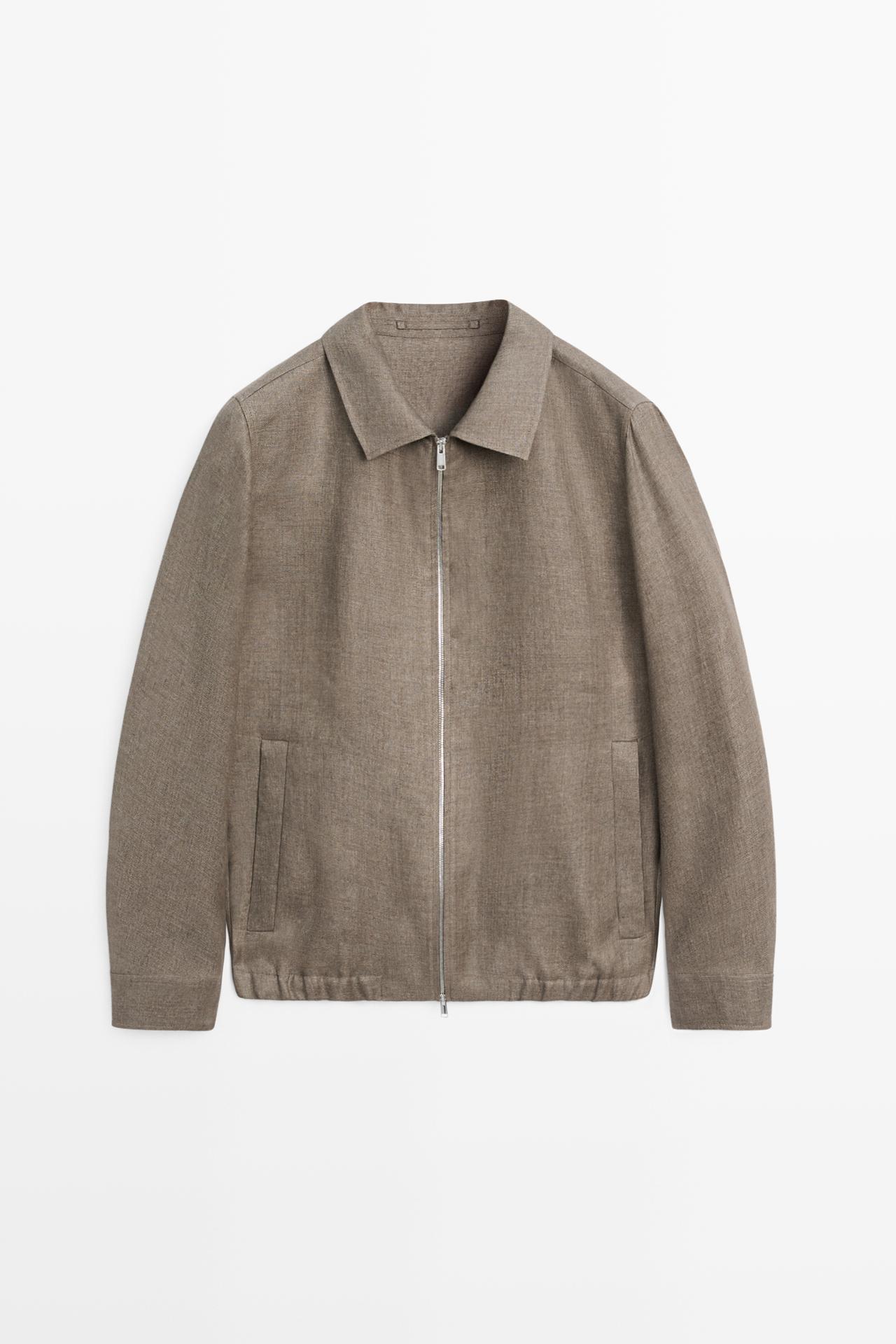 Faded total look linen jacket — GREENISH