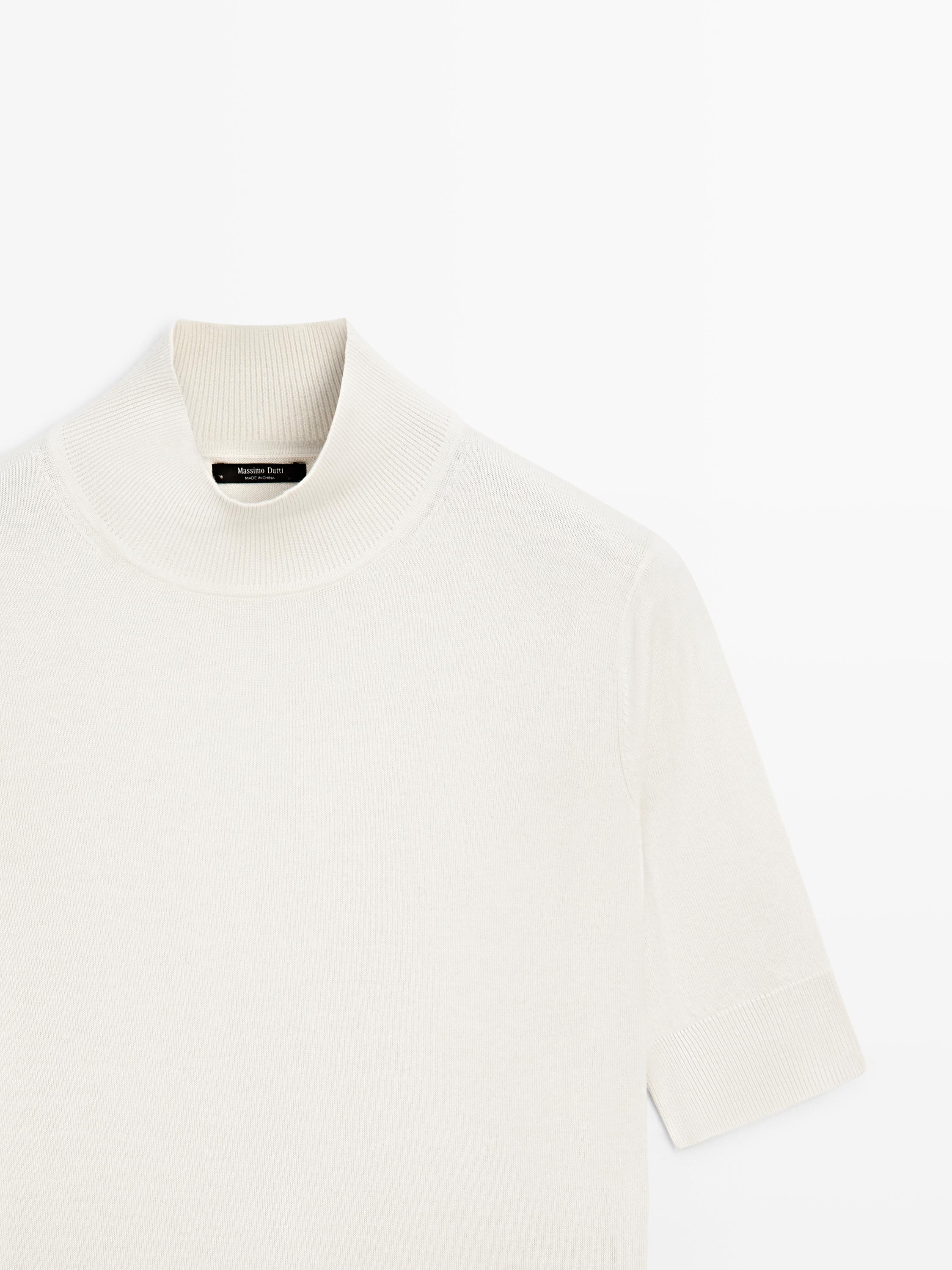 Silk blend knit sweater with back detail - STUDIO — IVORY