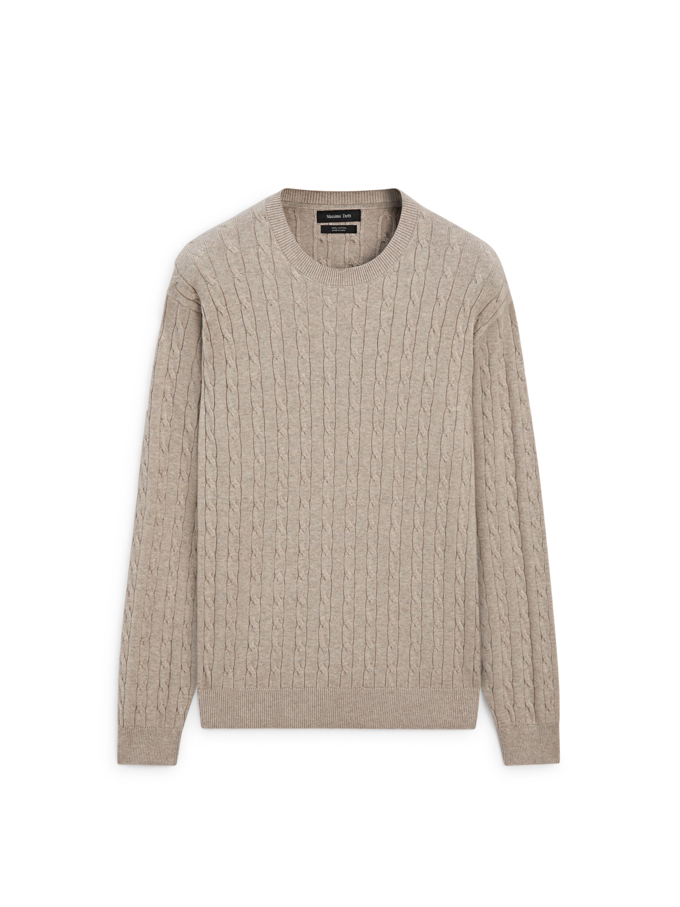 100% cotton cable-knit sweater — MINK