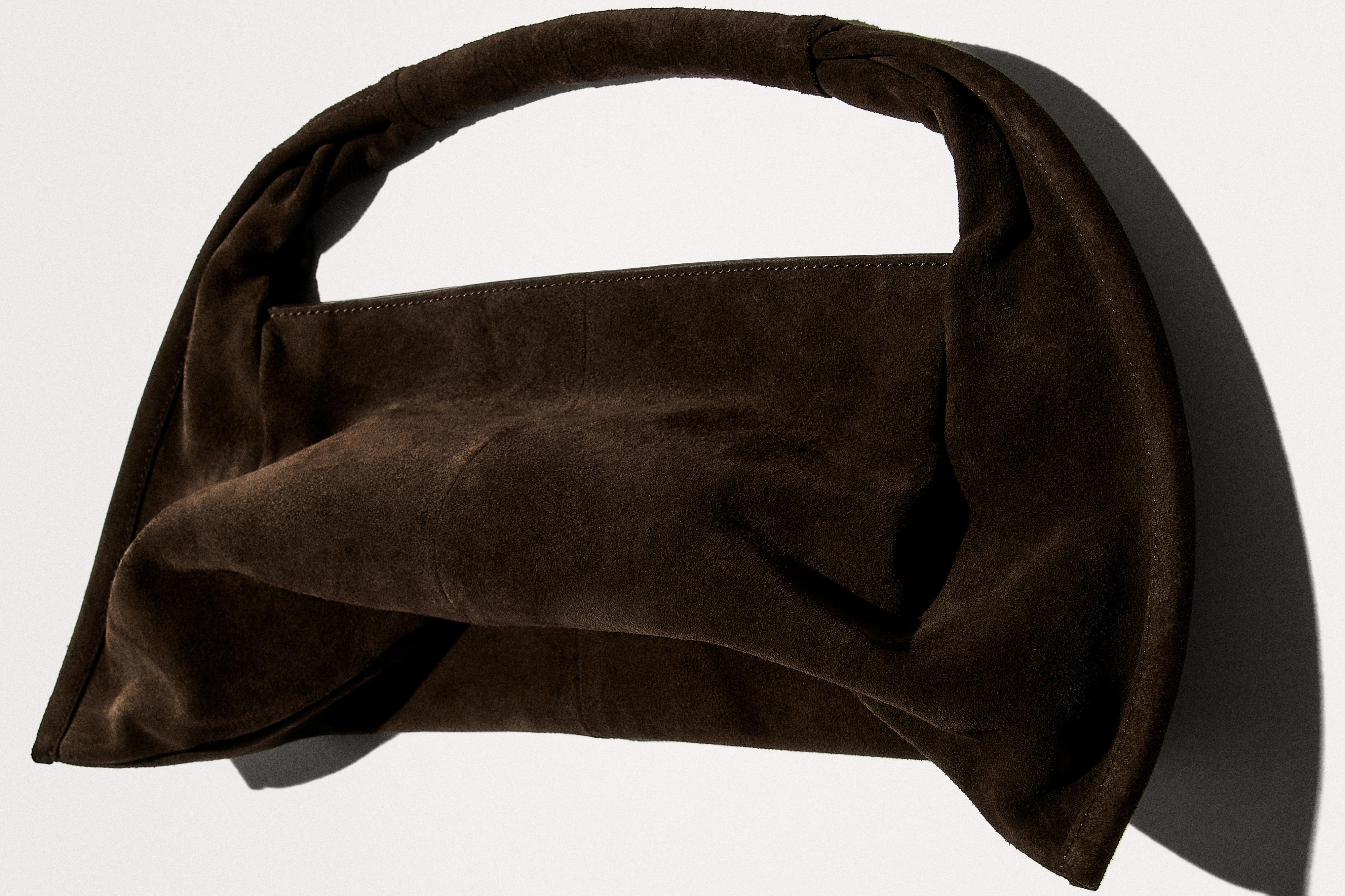 Medium split leather lady bag — BROWN