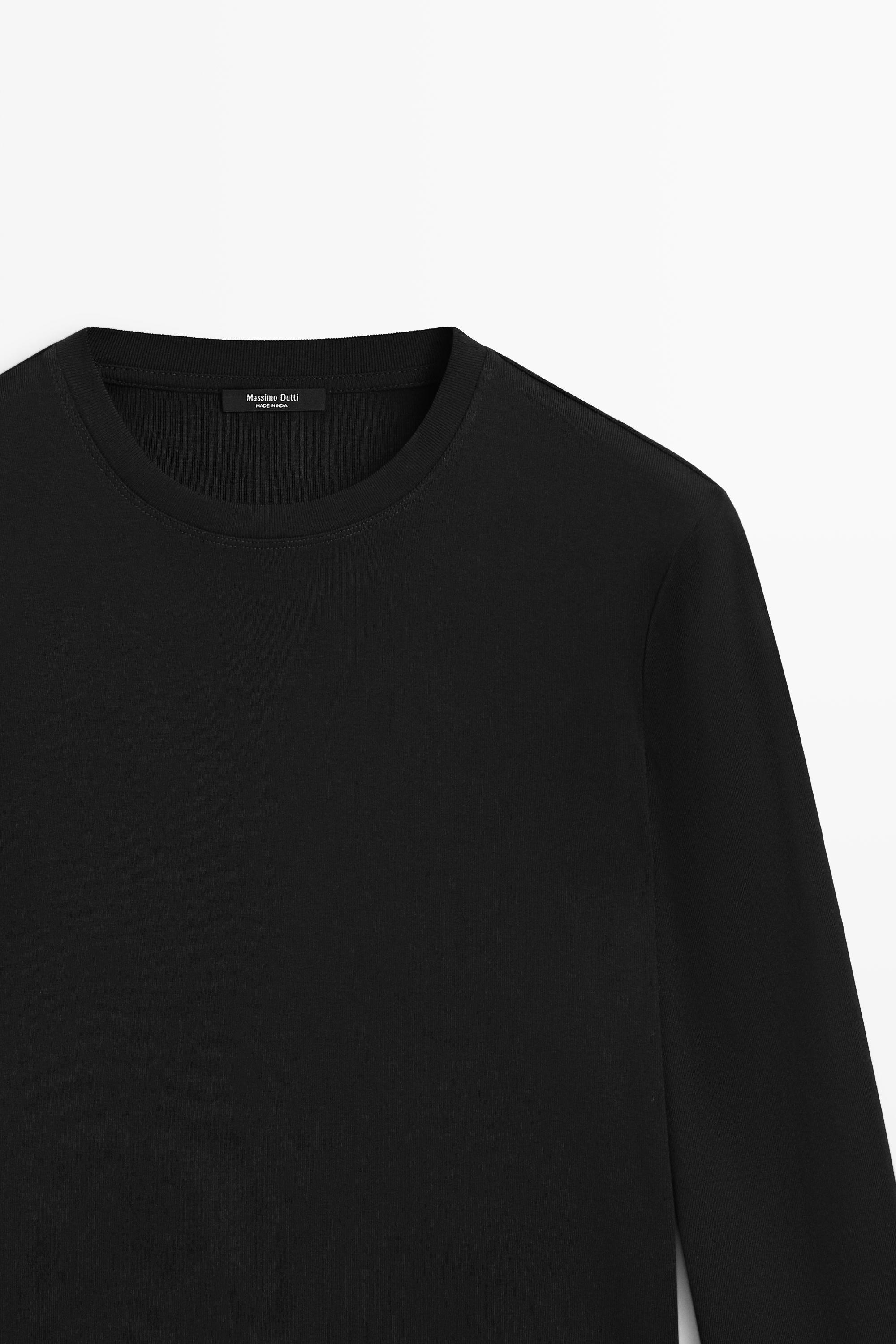 100% cotton long sleeve T-shirt — BLACK