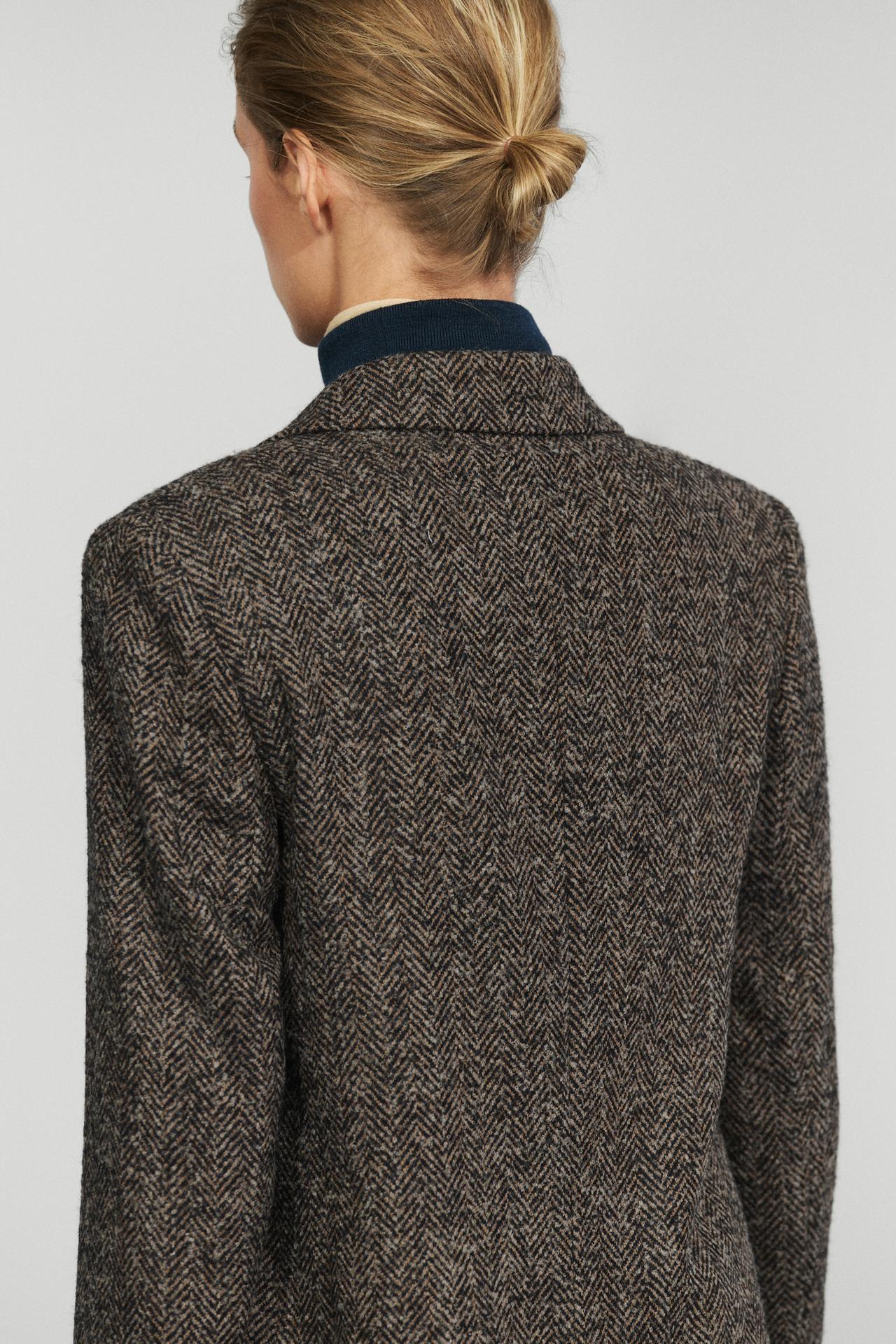 Suede and wool herringbone blazer — BROWN