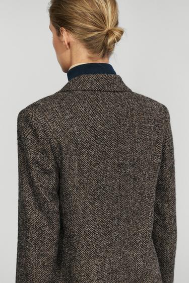 Suede and wool herringbone blazer — BROWN 8