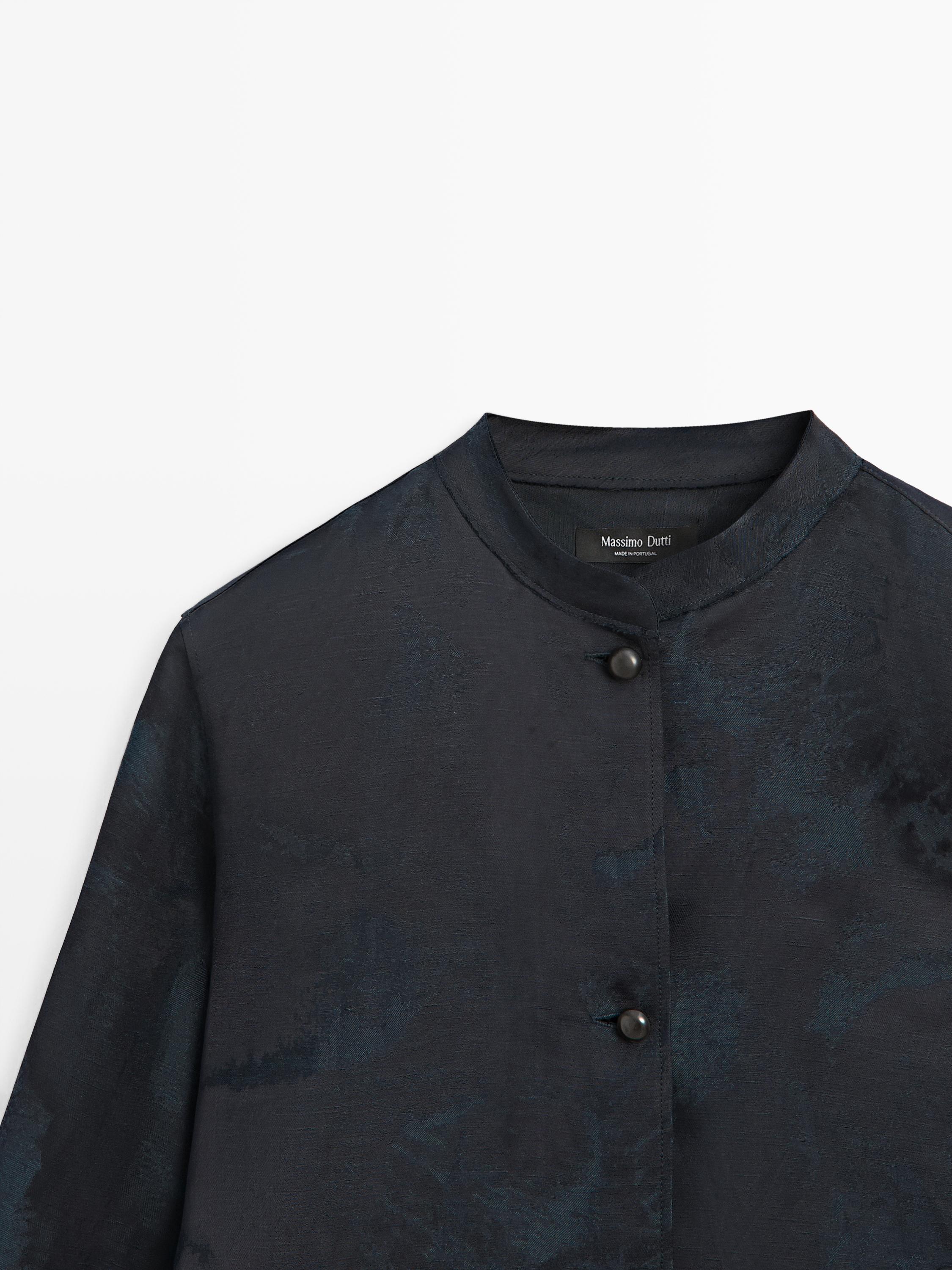 Flowing jacquard shirt — NAVY BLUE