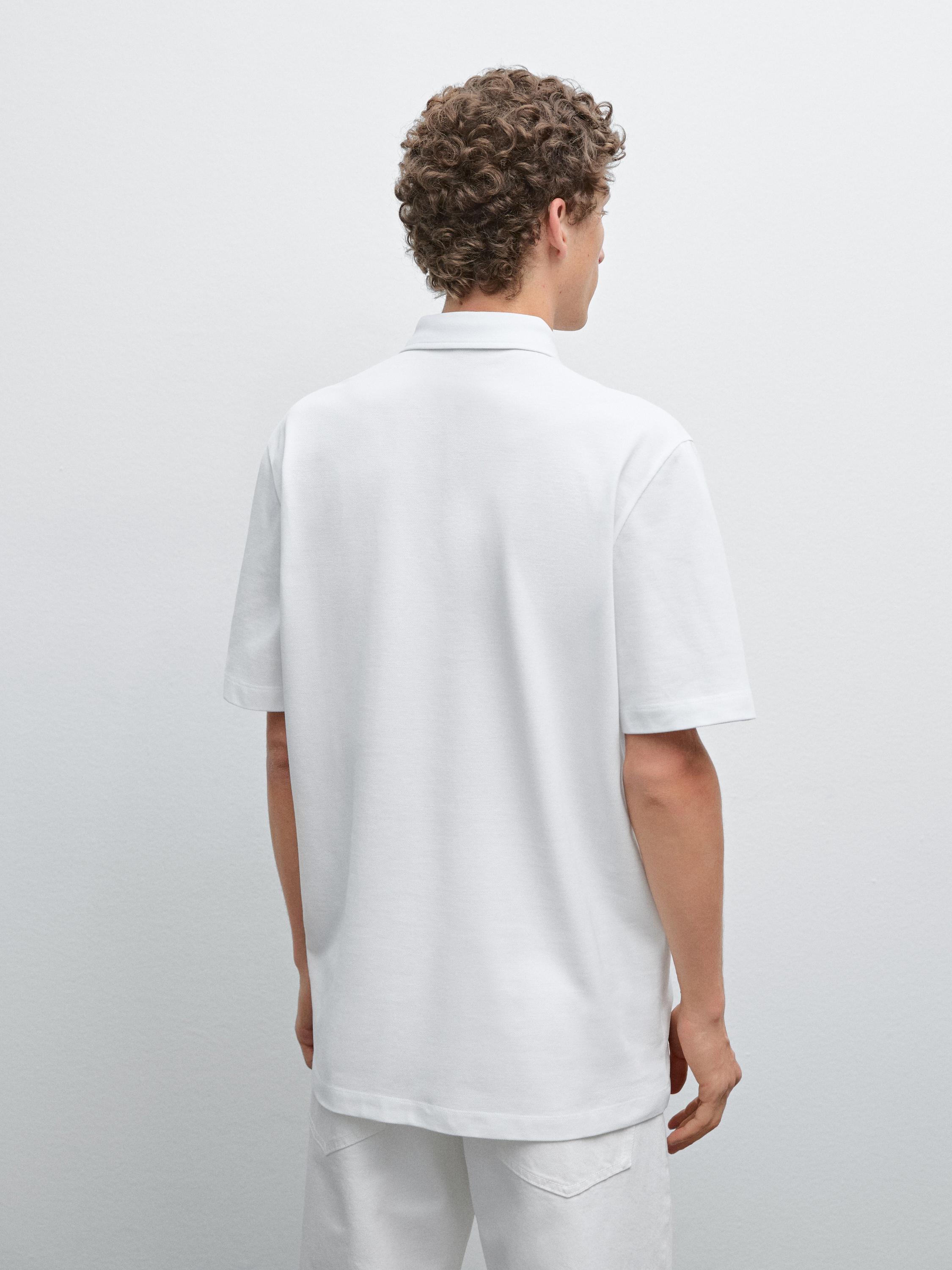 Piqué textured cotton polo shirt
