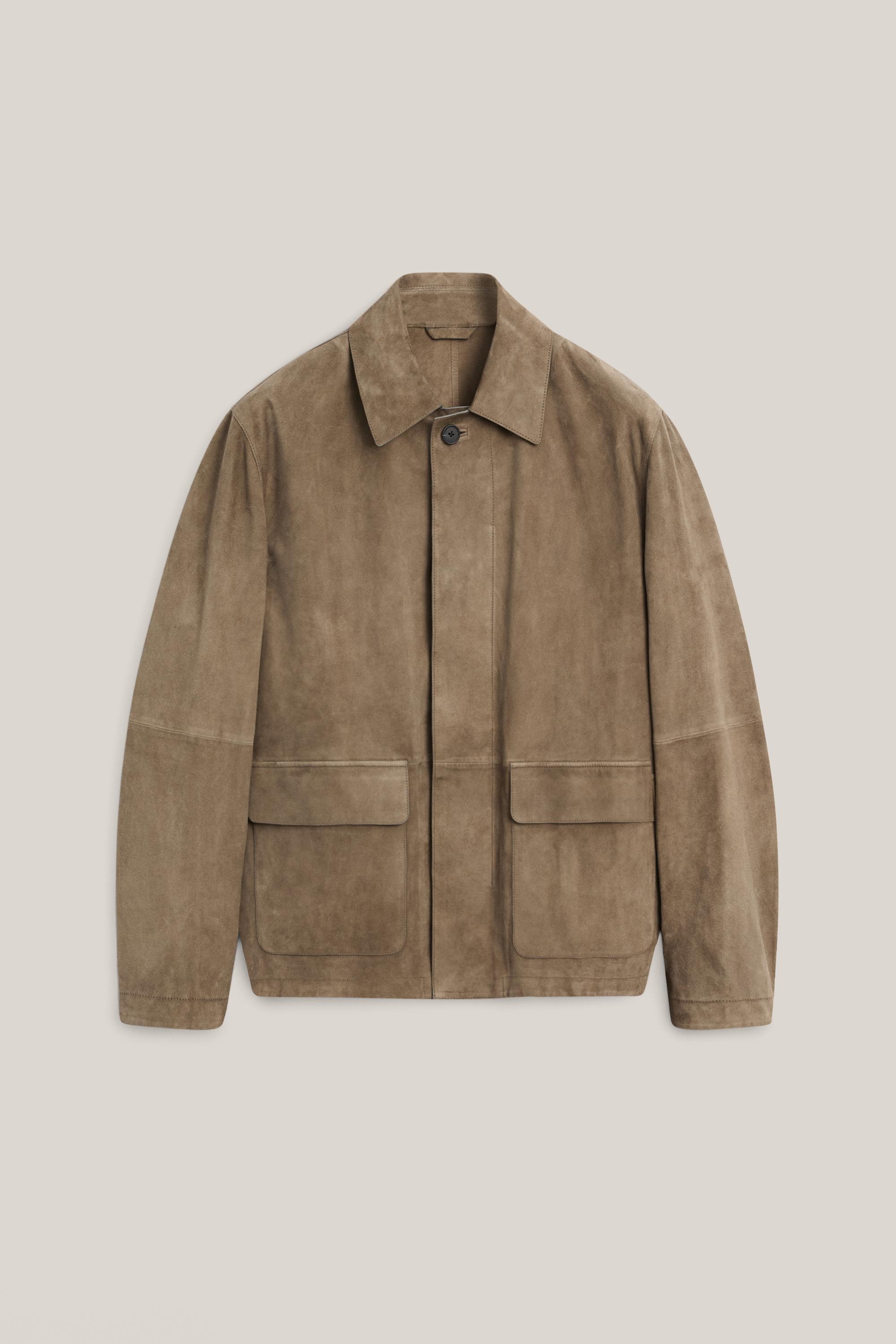 Suede leather overshirt with pockets - LIMITED EDITION — PALE GREEN