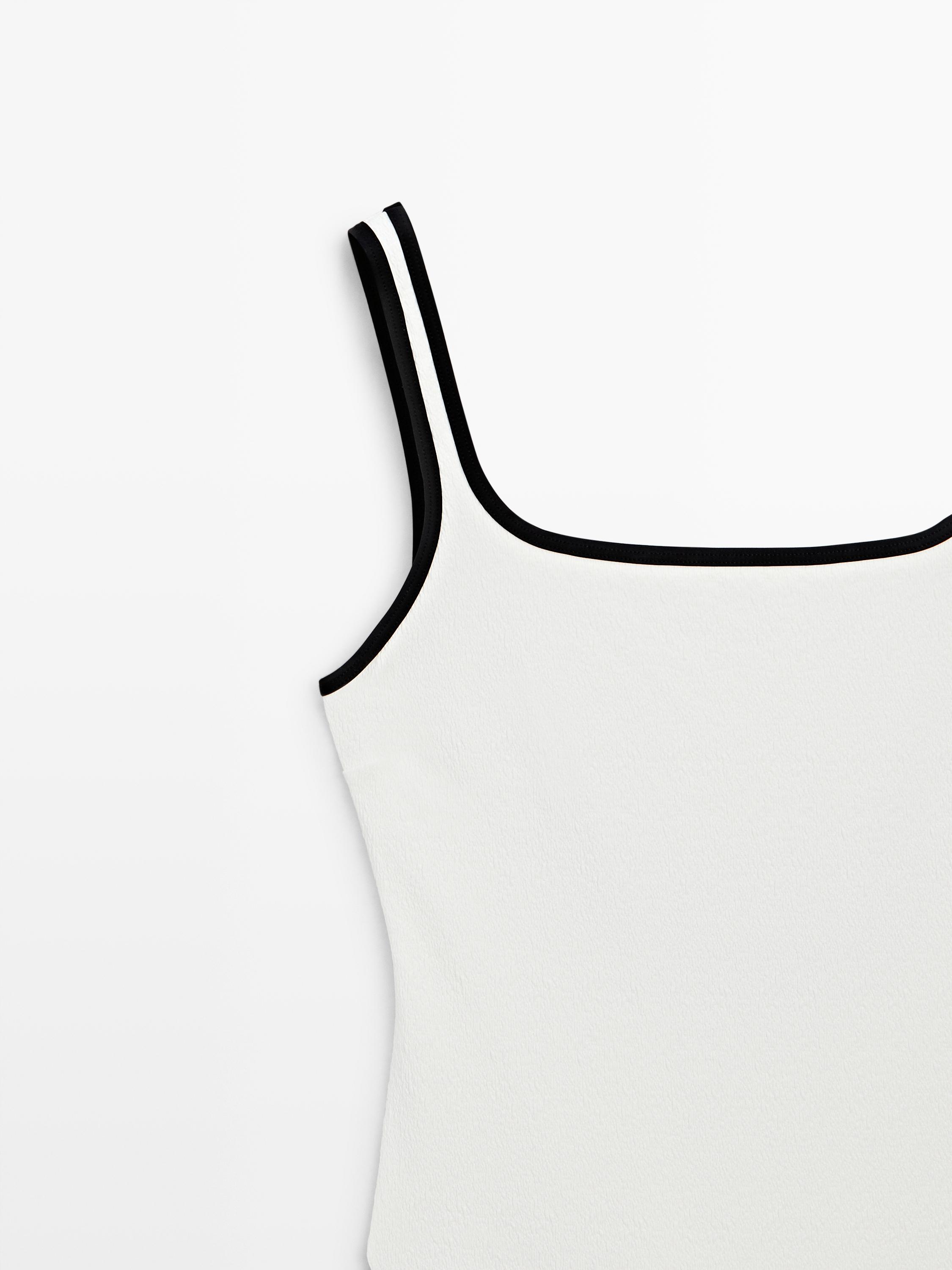 Contrast texture swimsuit — Off white