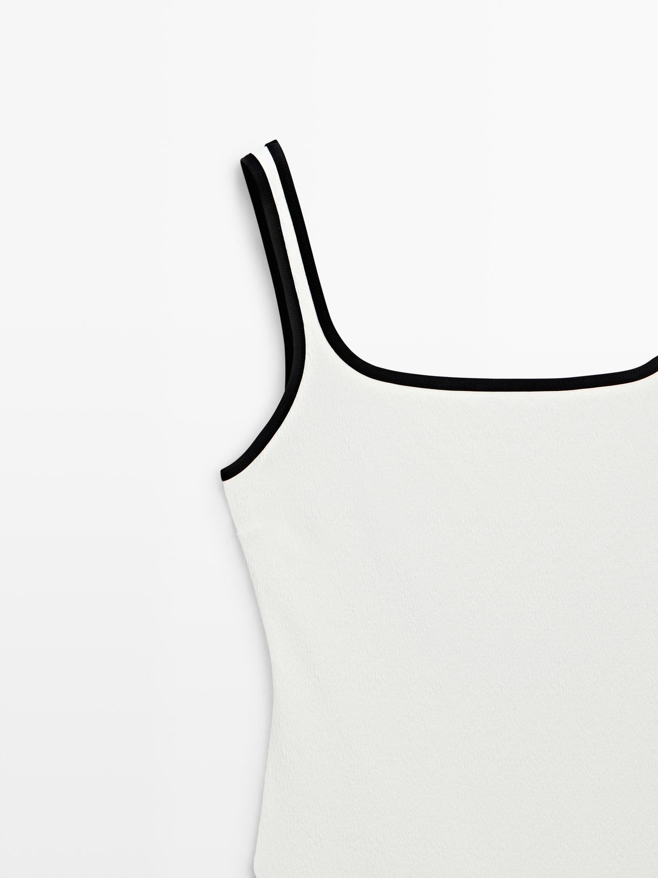 Contrast texture swimsuit — Off white