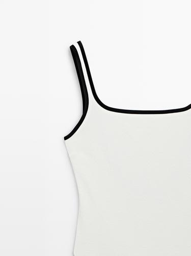 Contrast texture swimsuit — Off white 4