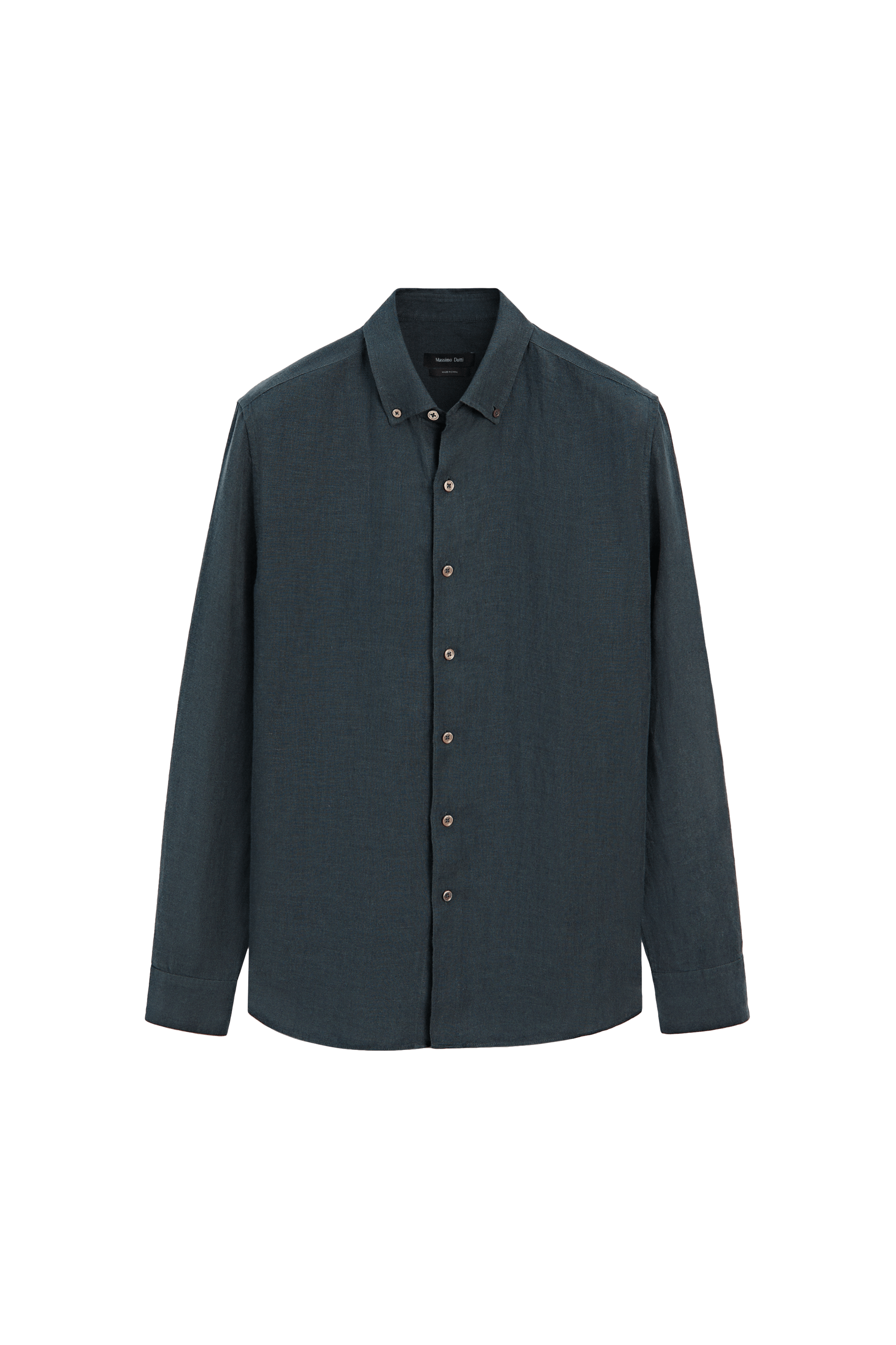 Massimo Dutti %100 keten soluk efektli regular fit gömlek görsel 6