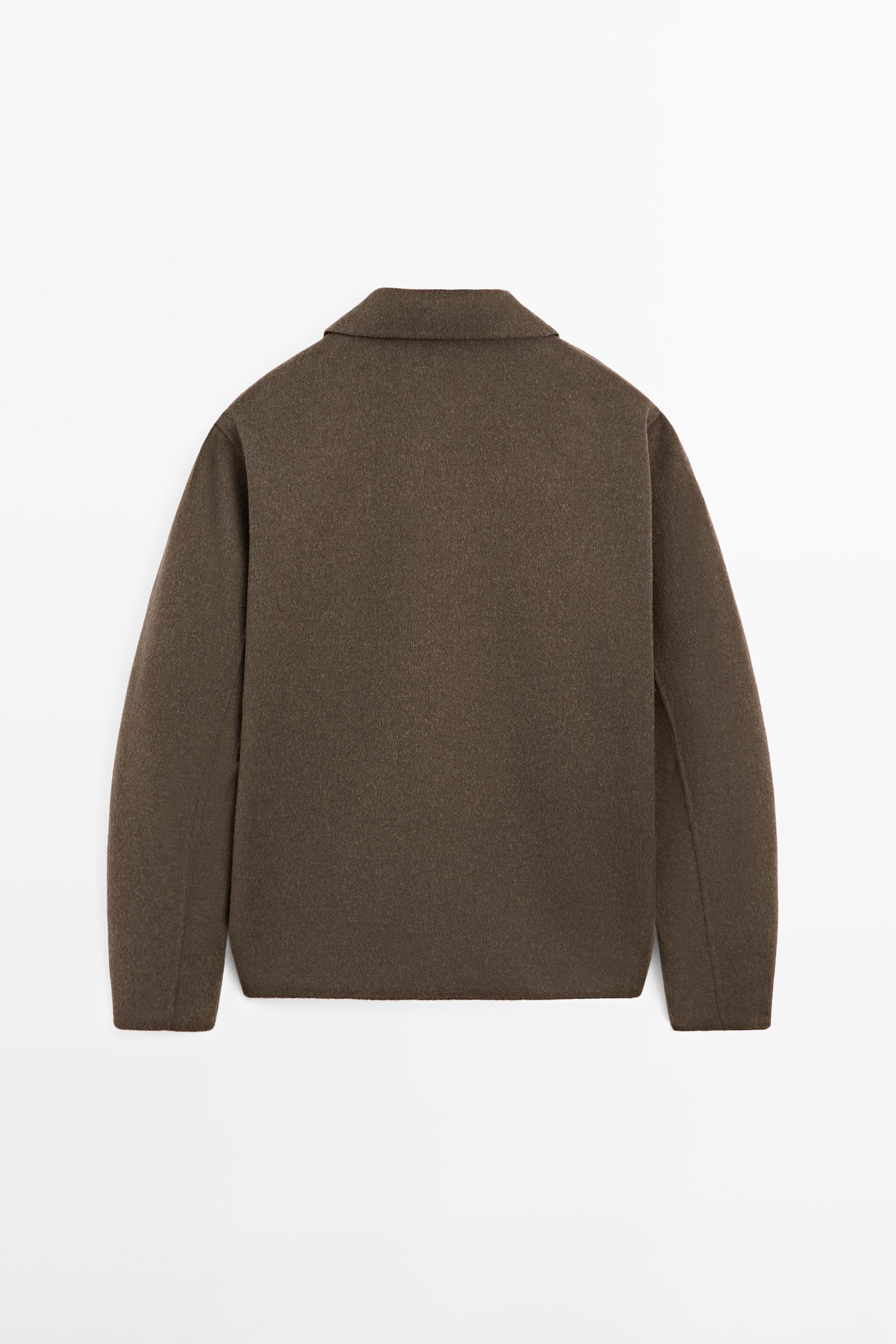 Wool blend overshirt with pockets — KHAKI
