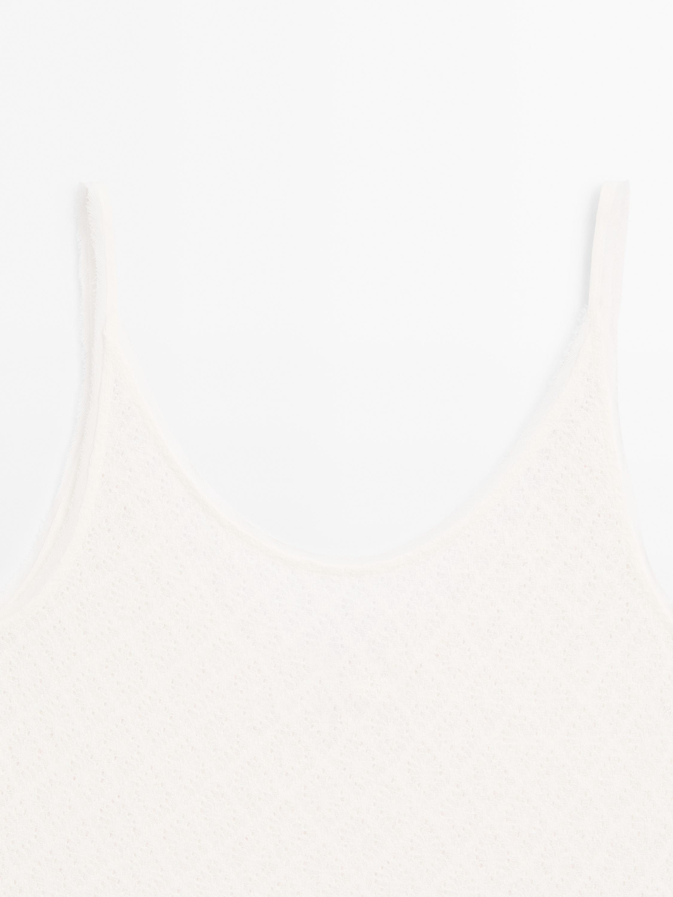 Openwork strappy linen blend top