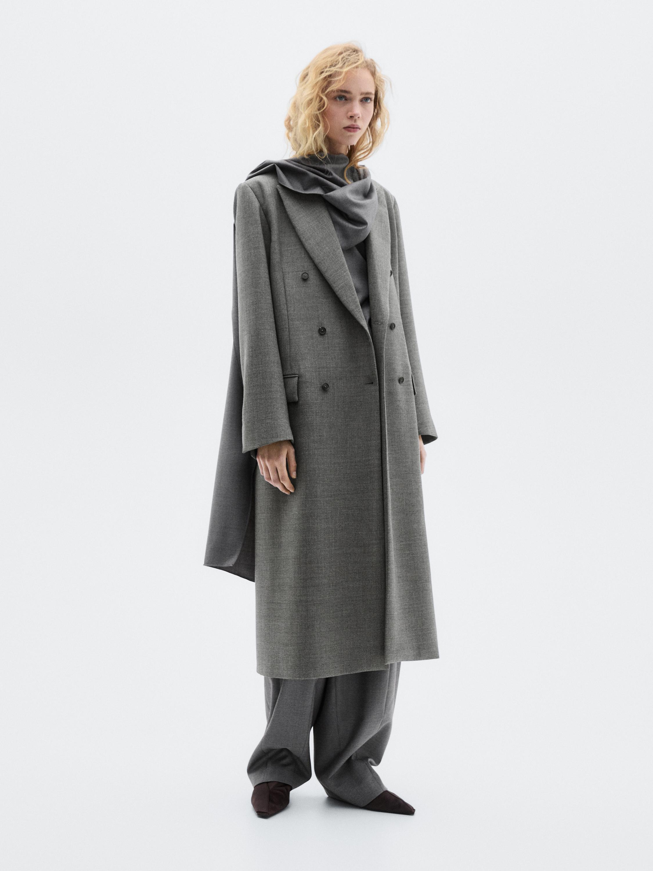 Manteau long à revers crantés 100 % laine - LIMITED