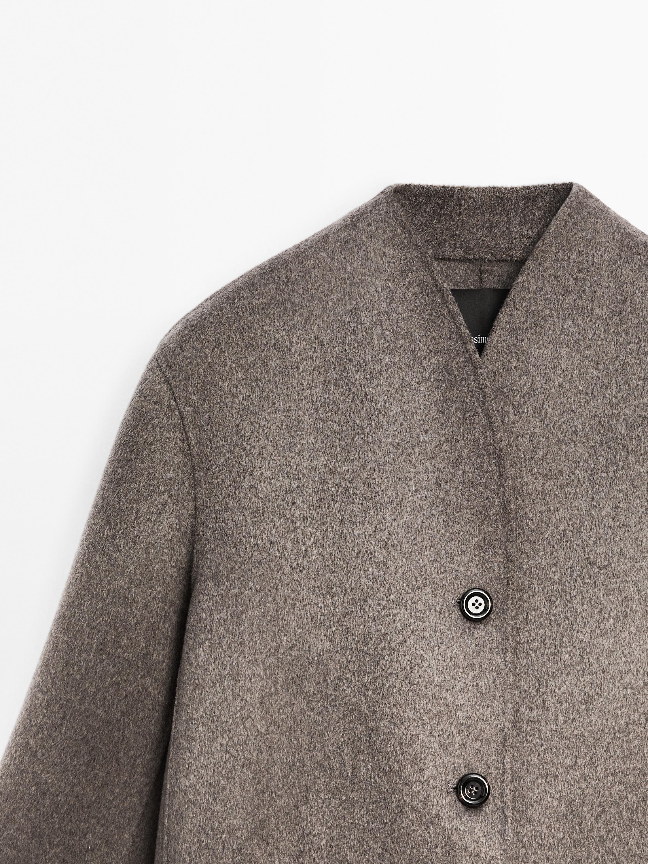 Wool blend high neck coat