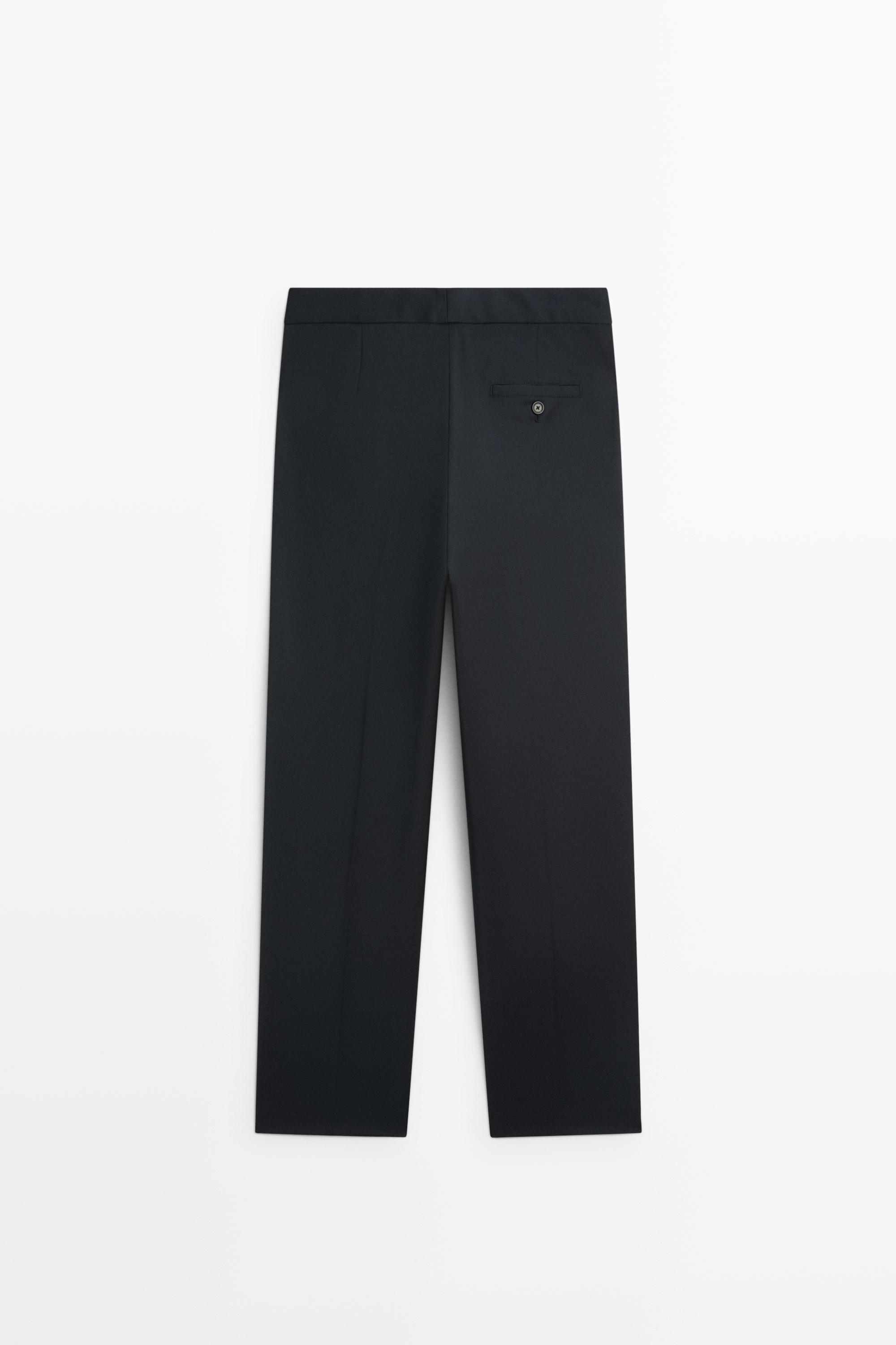 100% cool wool straight fit trousers — NAVY BLUE